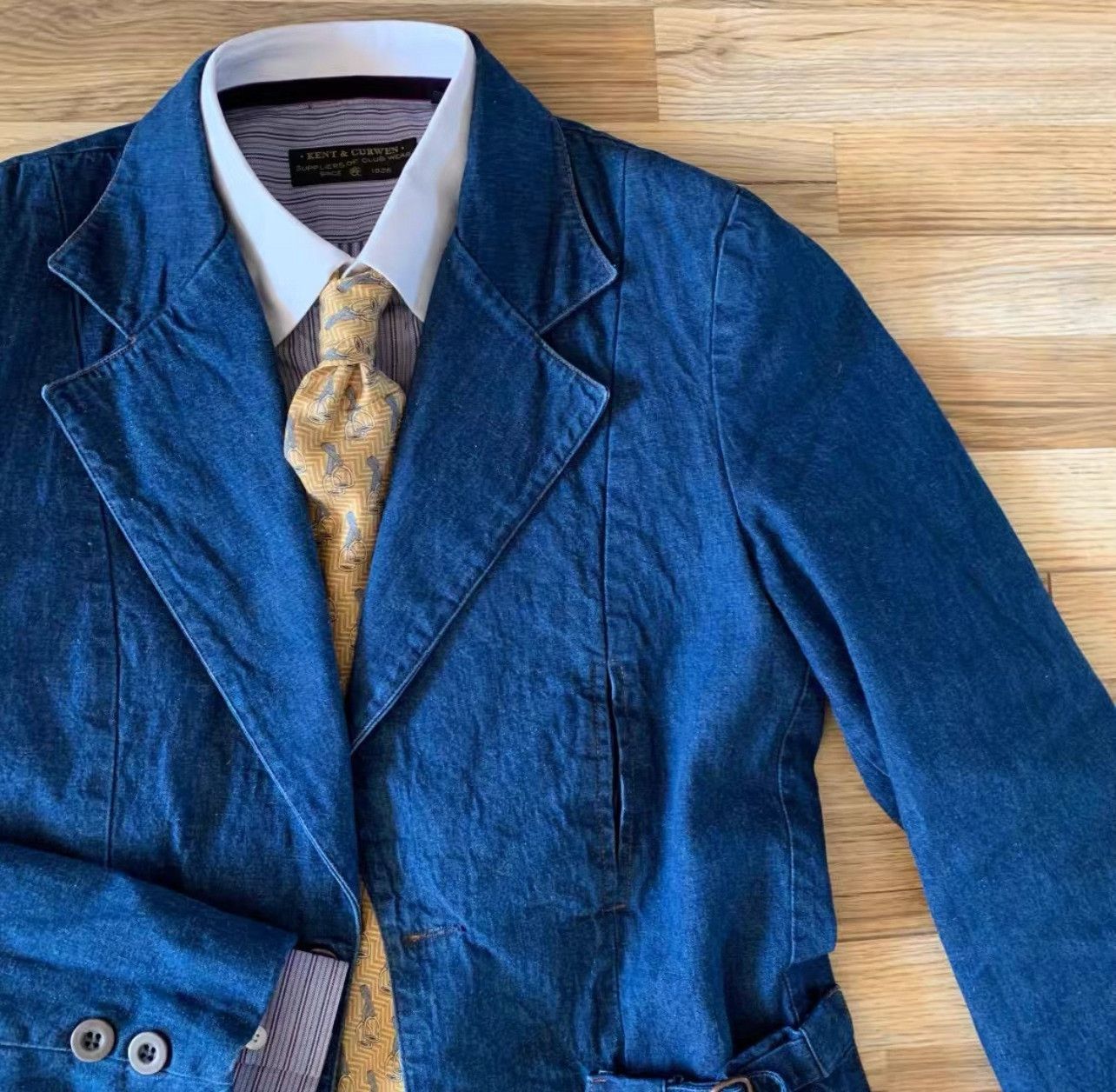 Vintage Vintage Denim Large Lapel Suit Jacket Size US L / EU 52-54 / 3 - 2 Thumbnail