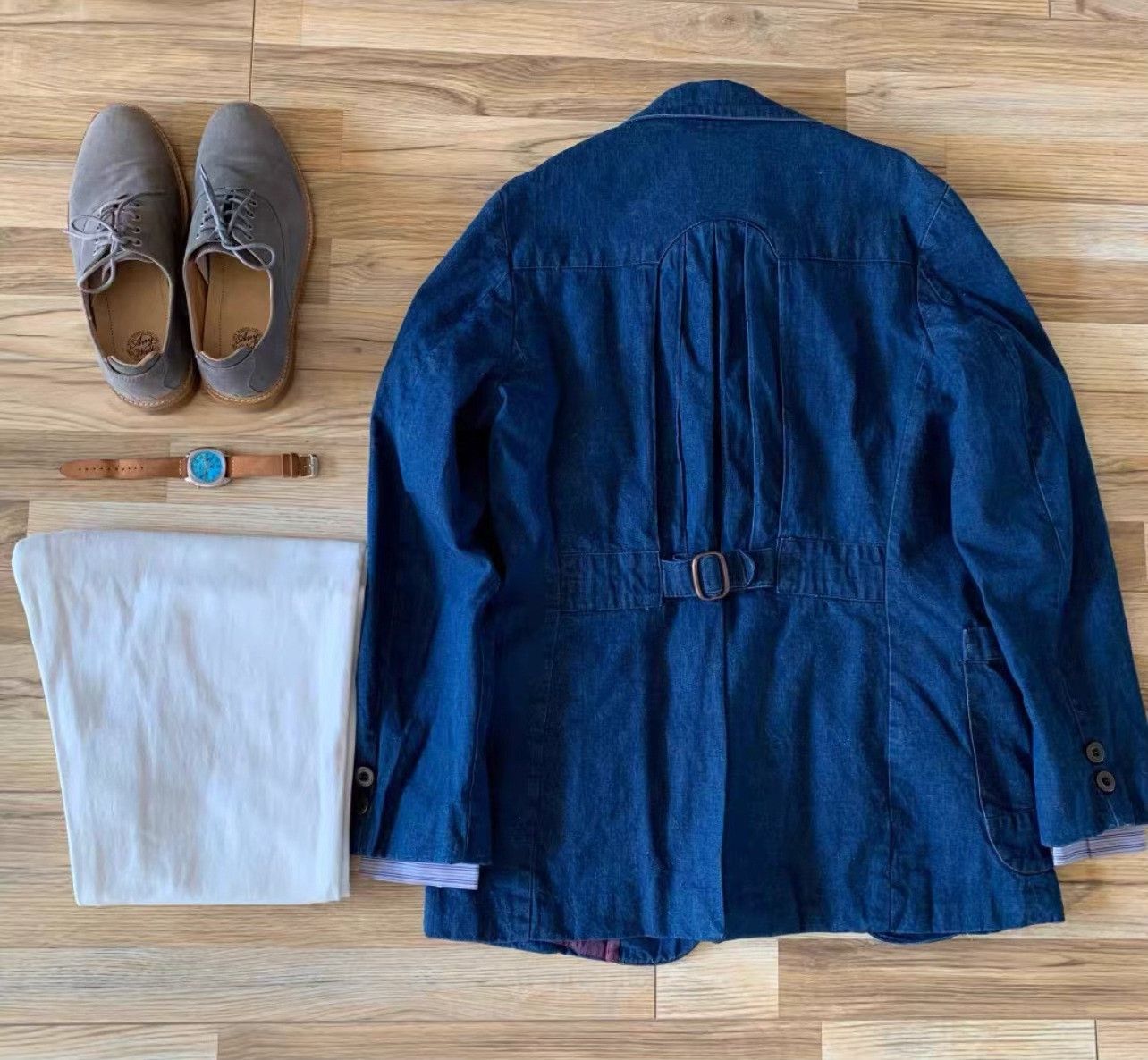Vintage Vintage Denim Large Lapel Suit Jacket Size US L / EU 52-54 / 3 - 6 Thumbnail