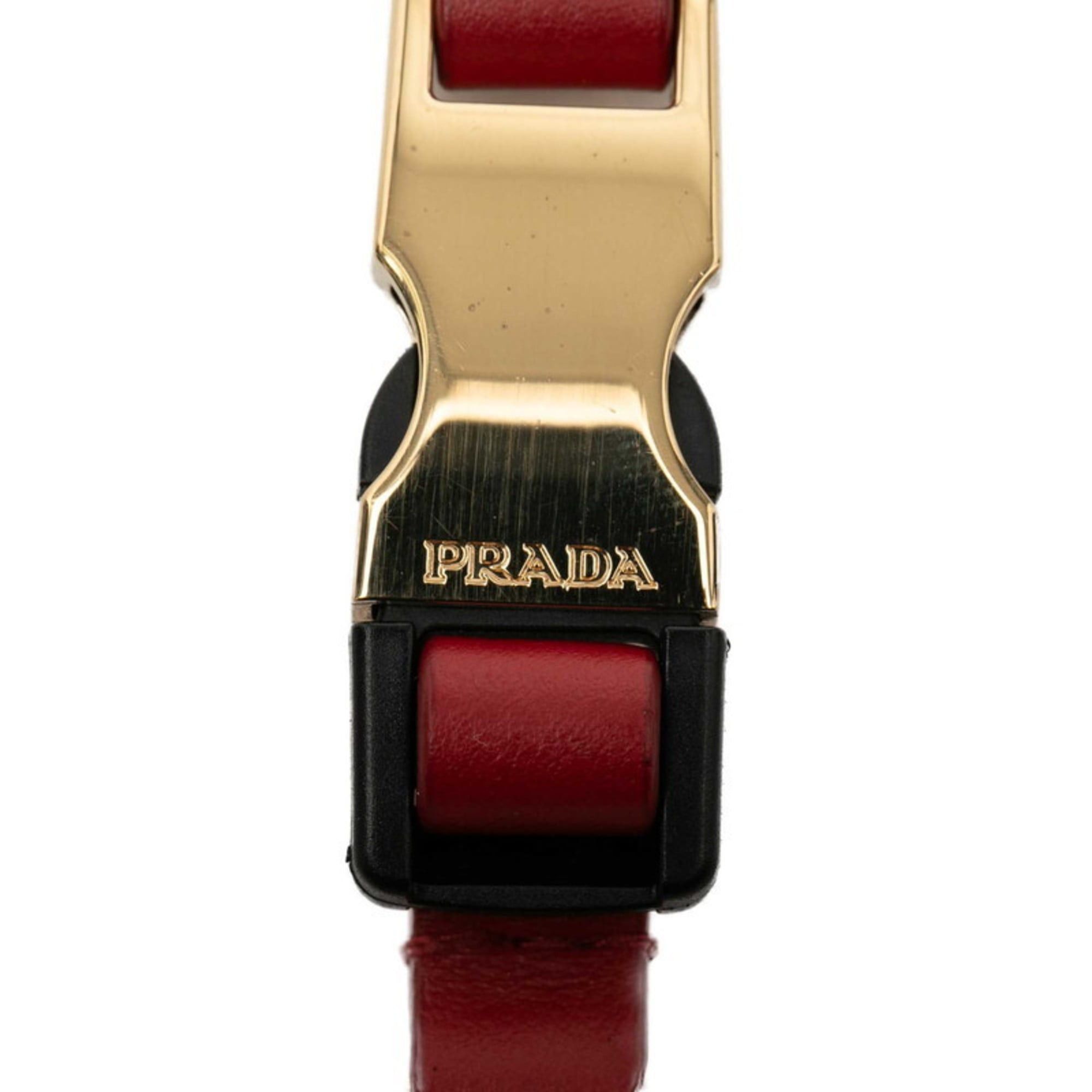 Prada Prada Keychain Accessory Bag Charm 1PP110 Gold Red Plated Leather Women's PRADA Size ONE SIZE - 3 Thumbnail