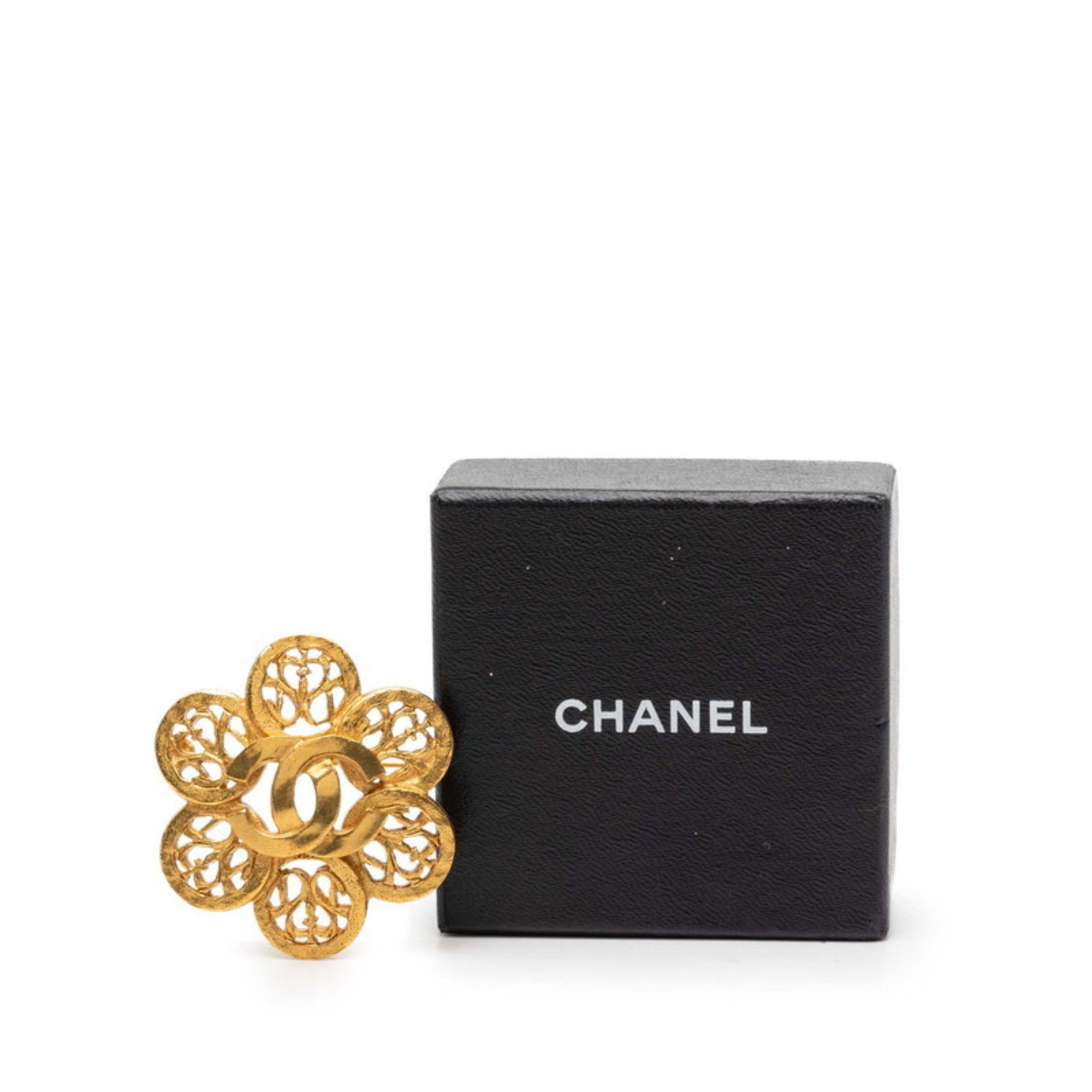 Chanel Chanel Vintage Coco Mark Flower Motif Brooch Gold Plated Women's CHANEL Size ONE SIZE - 4 Thumbnail