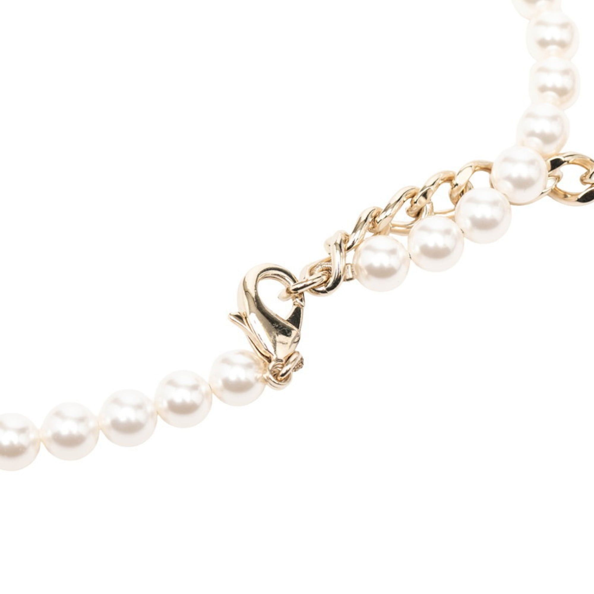 Chanel Chanel Coco Mark Pearl Necklace, White and Champagne Gold, Faux Pearl, Plated, Women's. Size ONE SIZE - 4 Thumbnail