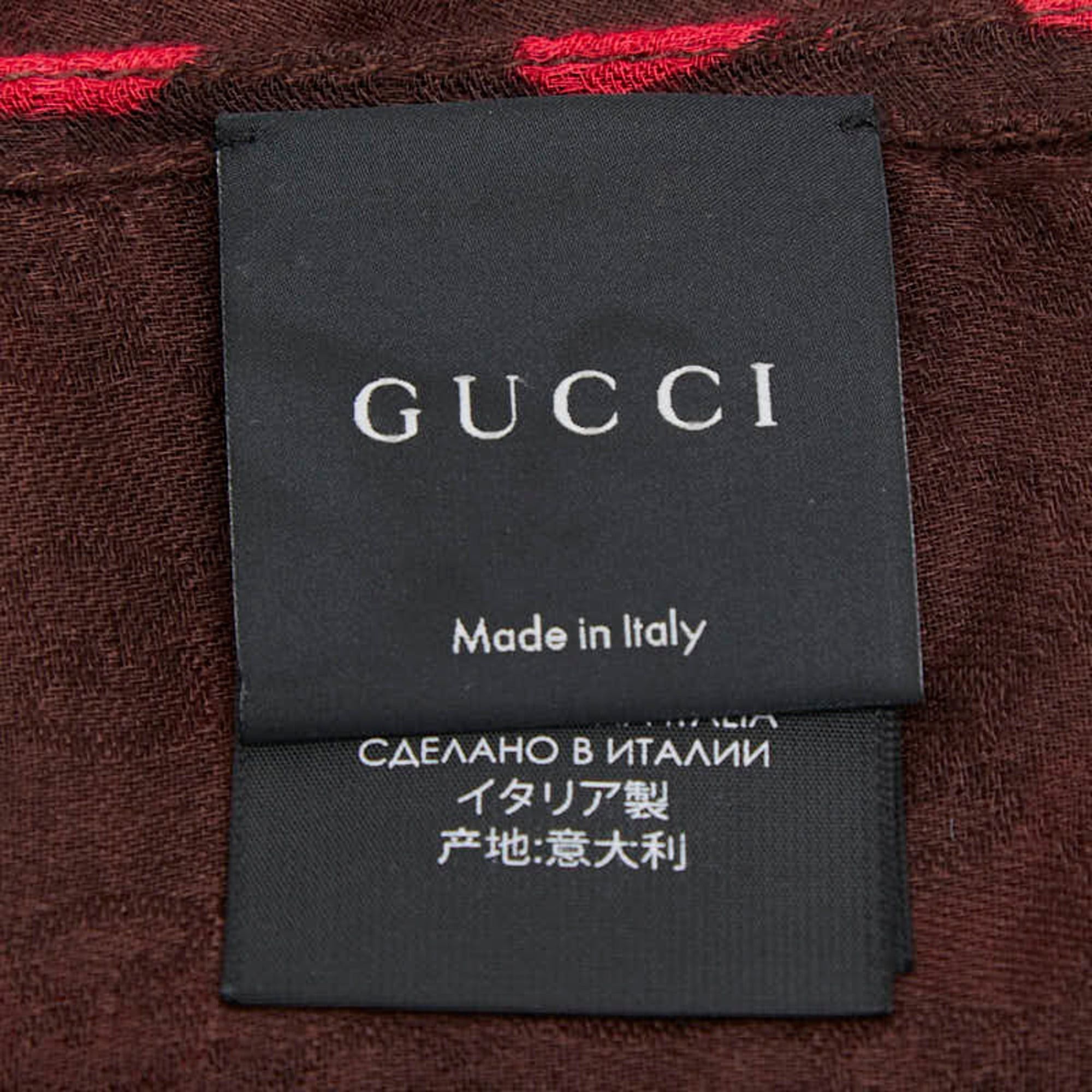 Gucci Gucci Leopard Print Scarf 542984 Brown Red Rayon Women's GUCCI Size ONE SIZE - 5 Thumbnail
