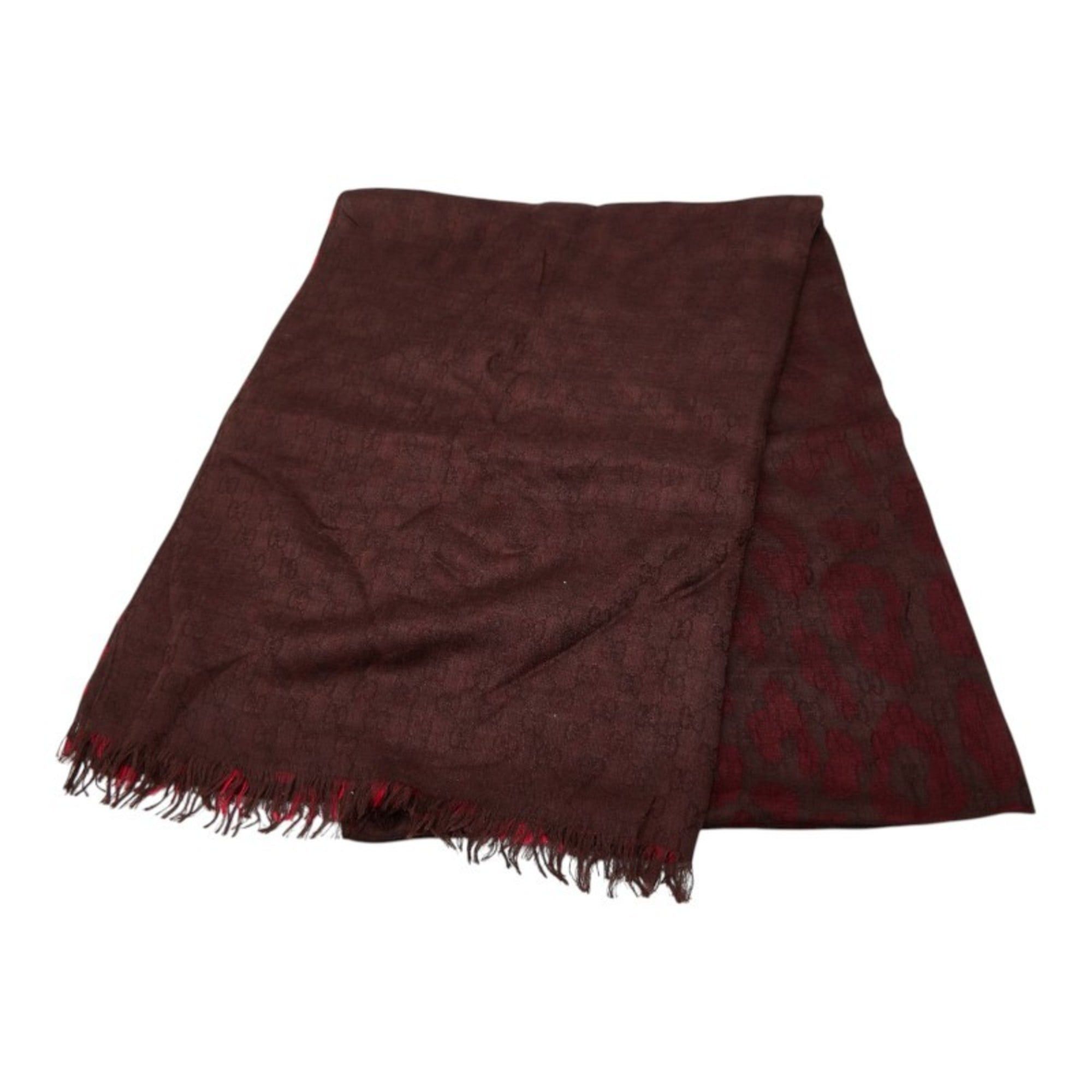 Gucci Gucci Leopard Print Scarf 542984 Brown Red Rayon Women's GUCCI Size ONE SIZE - 3 Thumbnail