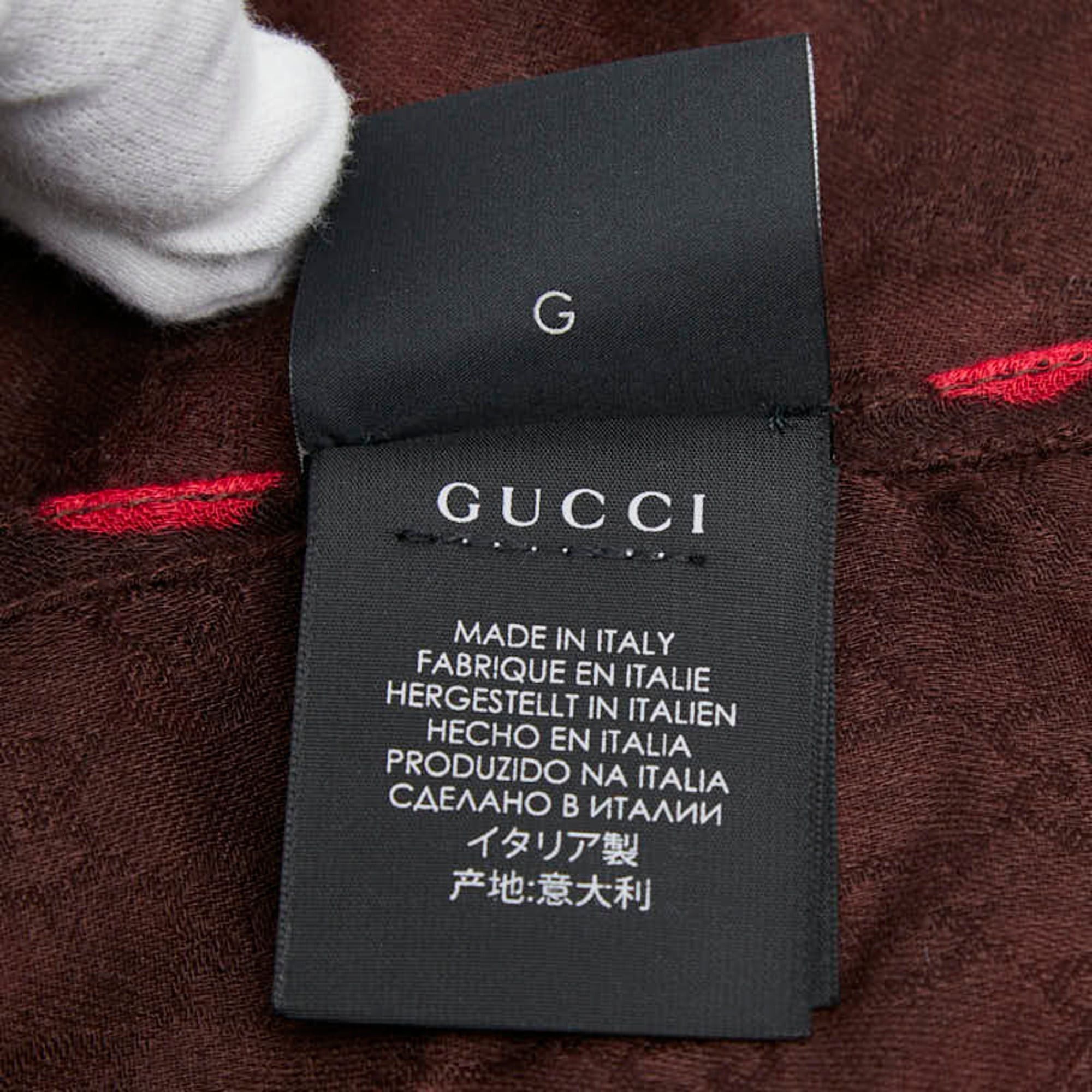 Gucci Gucci Leopard Print Scarf 542984 Brown Red Rayon Women's GUCCI Size ONE SIZE - 6 Thumbnail