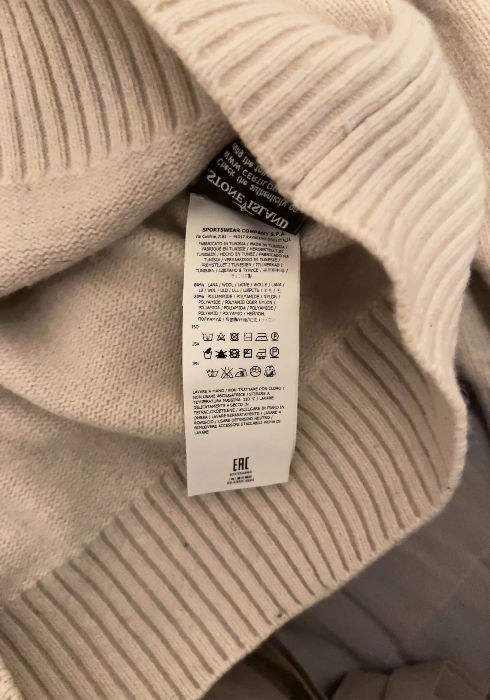 Stone Island Stone Island LAMBSWOOL BUTTONED POLO SWEATER IVORY Cardigan Size US XL / EU 56 / 4 - 3 Thumbnail
