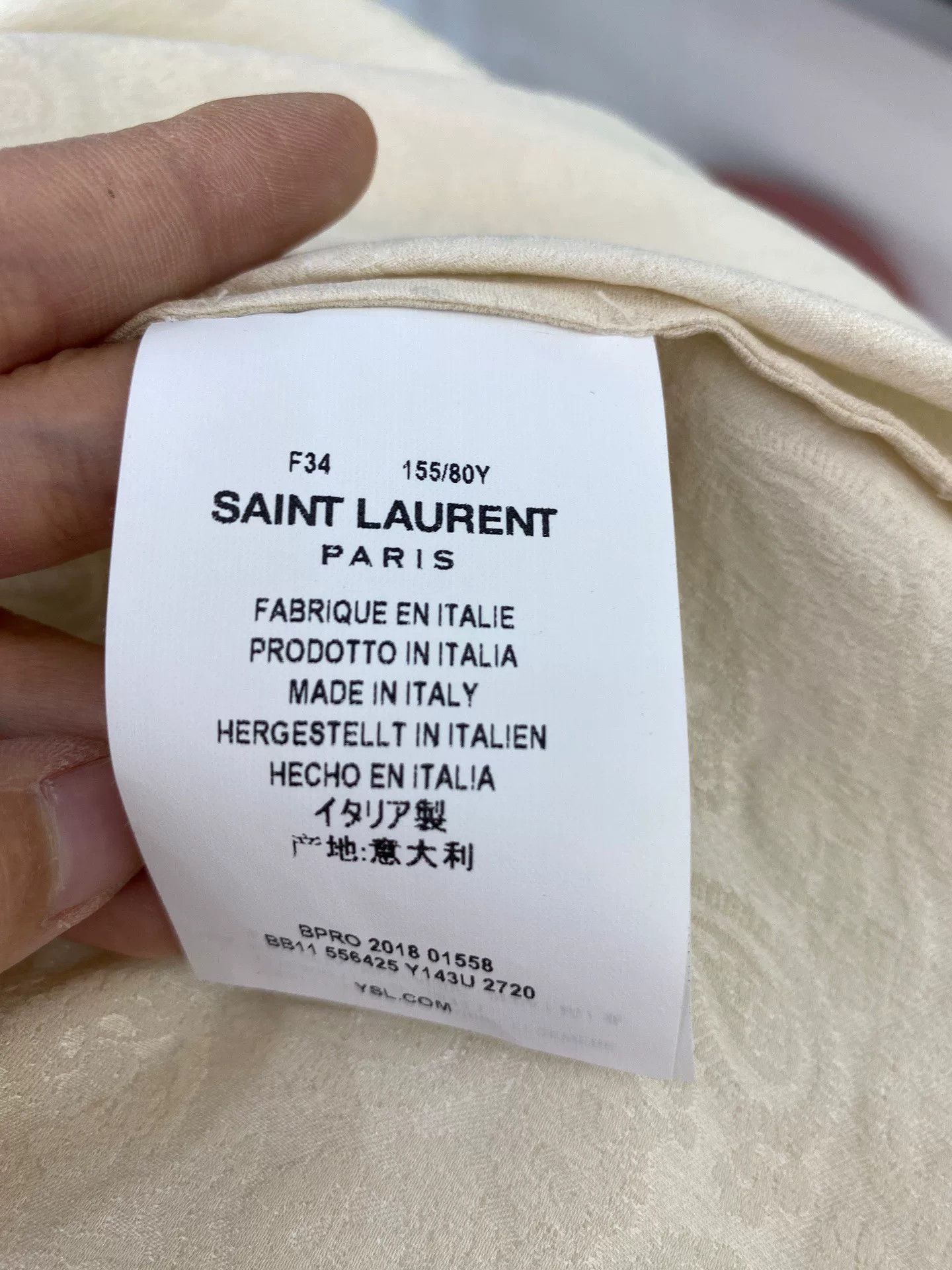 Saint Laurent Paris Saint Laurent White Embossed Silk Shirt Size XXS / US 00 / IT 34 - 8 Thumbnail