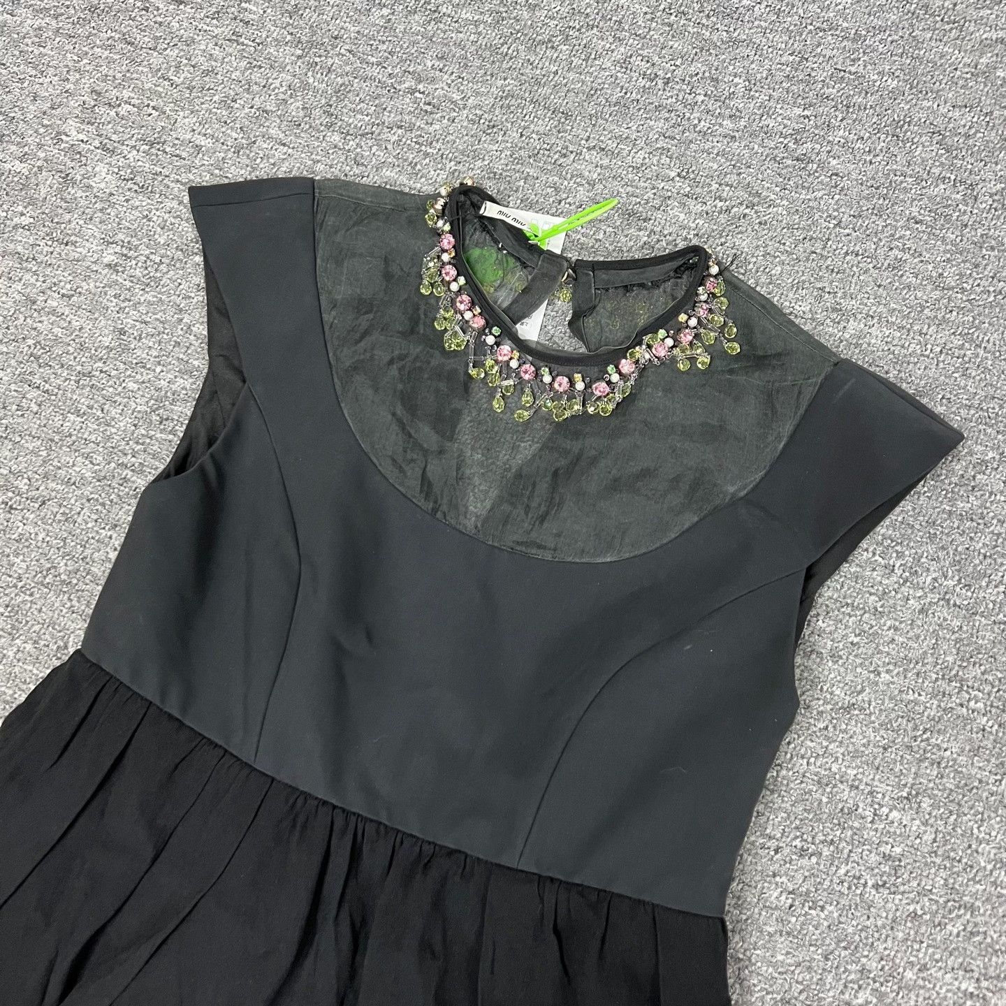 Miu Miu Miu Miu Runway Beaded Silk Organza Puff Sleeve Dress Size S / US 4 / IT 40 - 4 Thumbnail