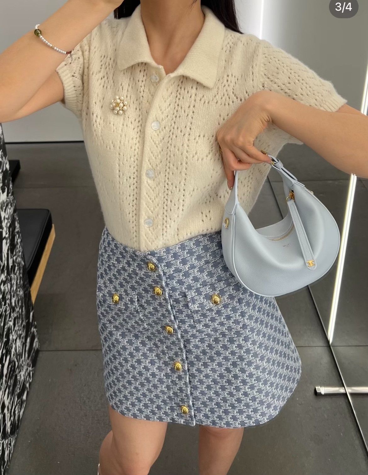 Celine Celine Triomphe Printed Gold Buckle Mini Skirt Size 40" / US 18 - 2 Thumbnail