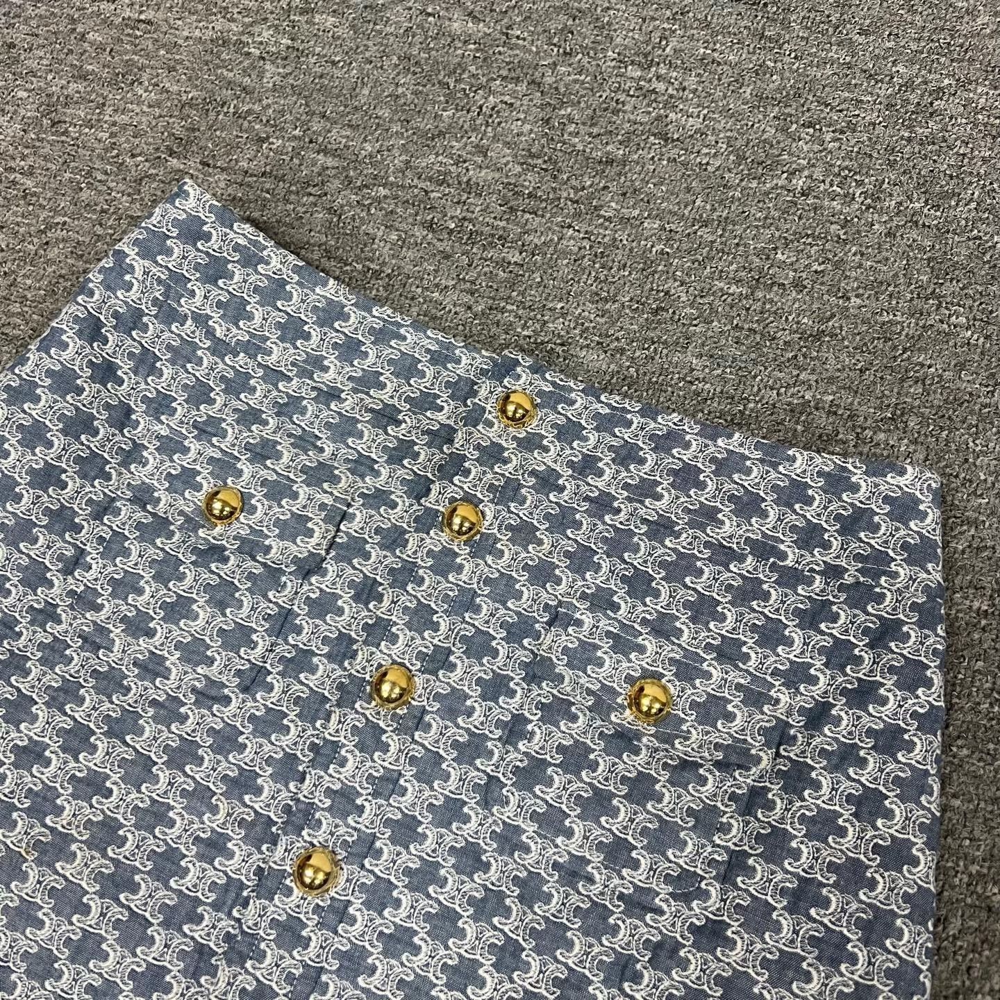 Celine Celine Triomphe Printed Gold Buckle Mini Skirt Size 40" / US 18 - 9 Thumbnail