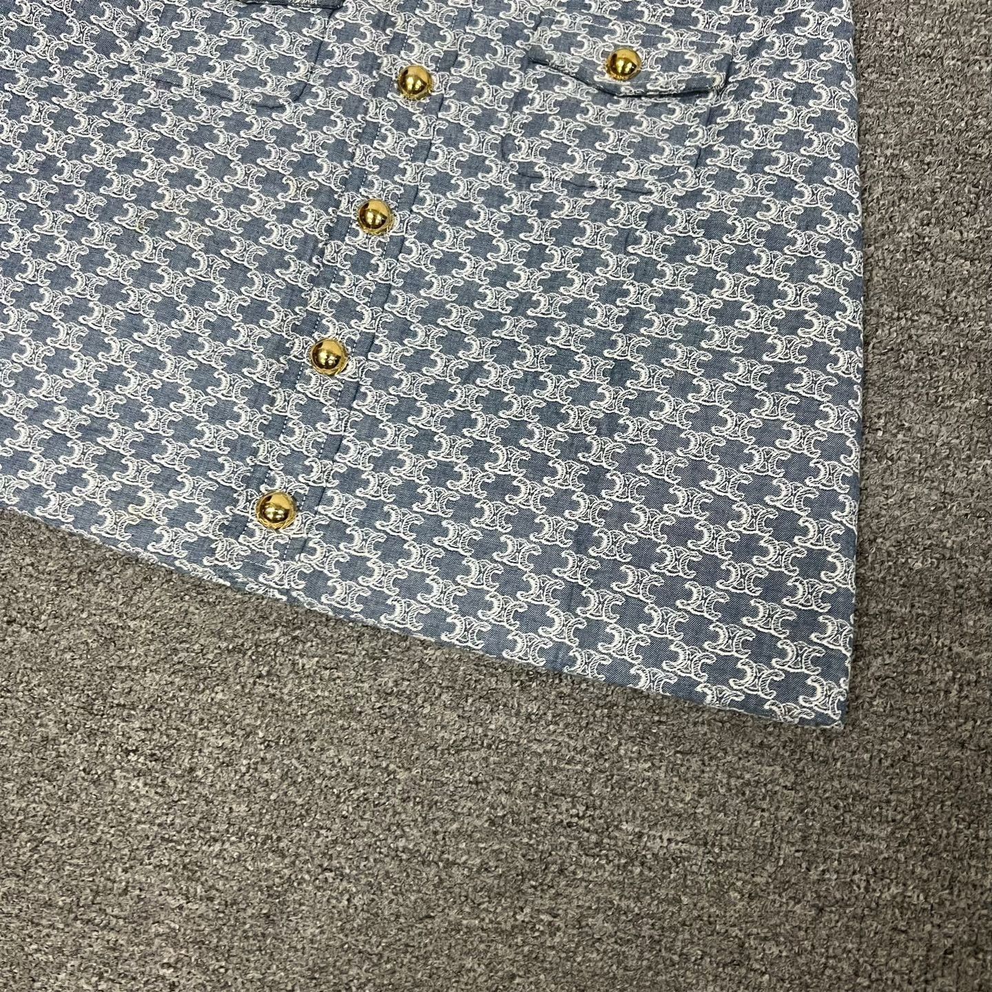 Celine Celine Triomphe Printed Gold Buckle Mini Skirt Size 40" / US 18 - 5 Thumbnail