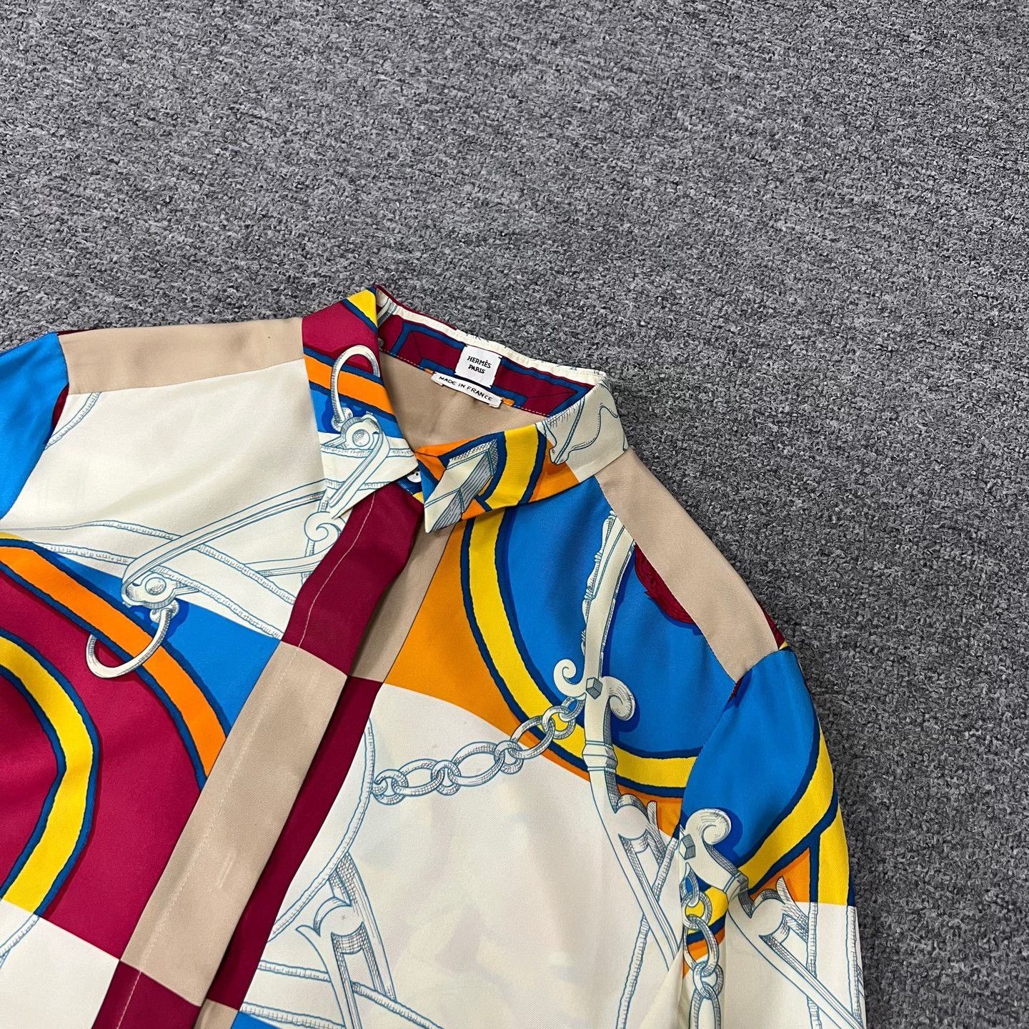 Hermes Hermes Stirrup Chain Print Silk Shirt Size XS / US 0-2 / IT 36-38 - 3 Thumbnail