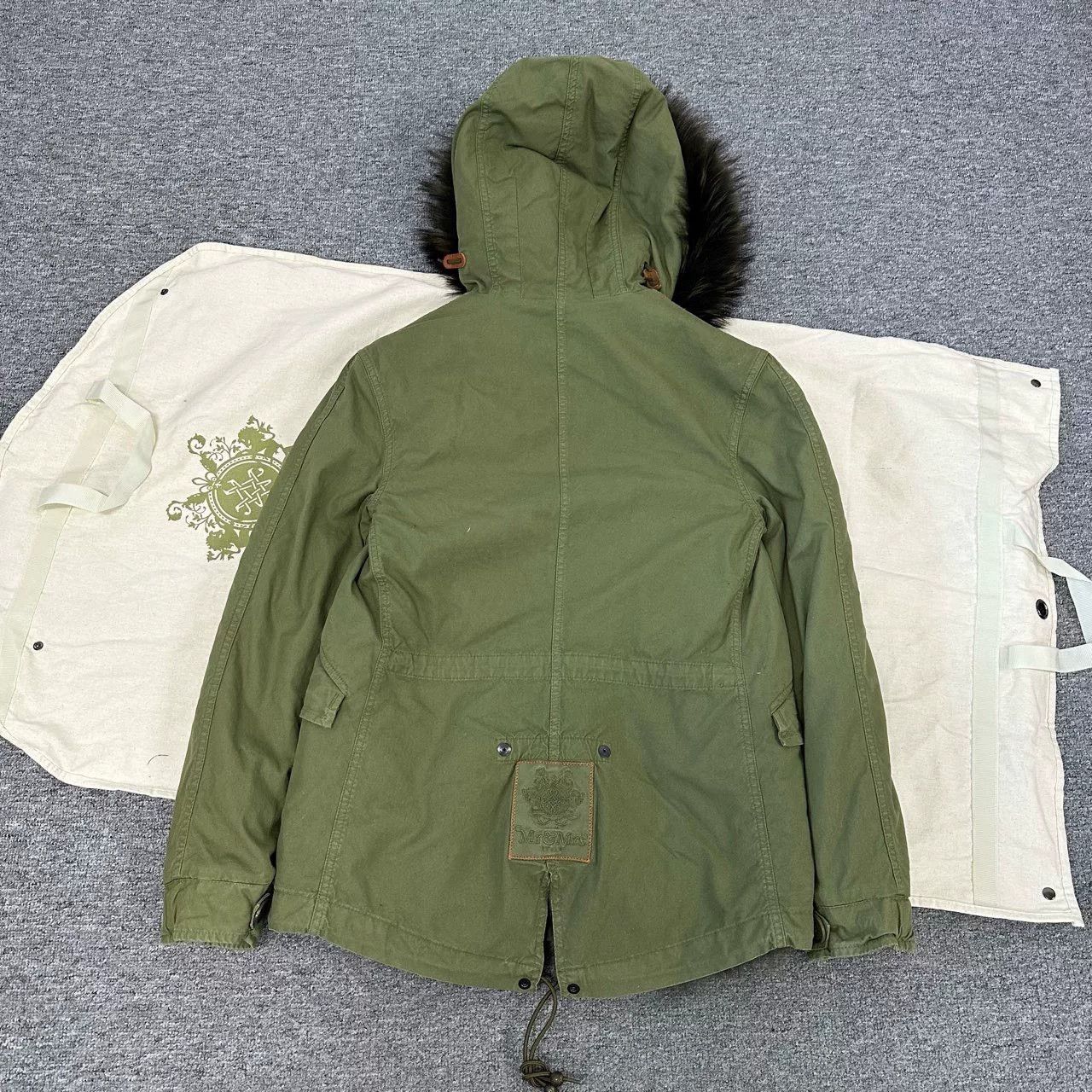 MR & MRS ITALY Mr&Mrs Green Fur Parka Coat Size XS / US 0-2 / IT 36-38 - 2 Thumbnail