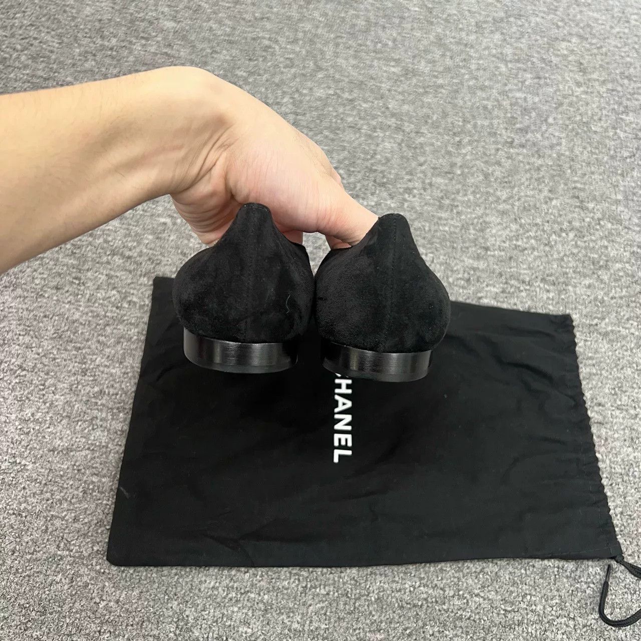 Chanel Chanel Black Velvet Flat Shoes Size US 7 / IT 37 - 4 Thumbnail
