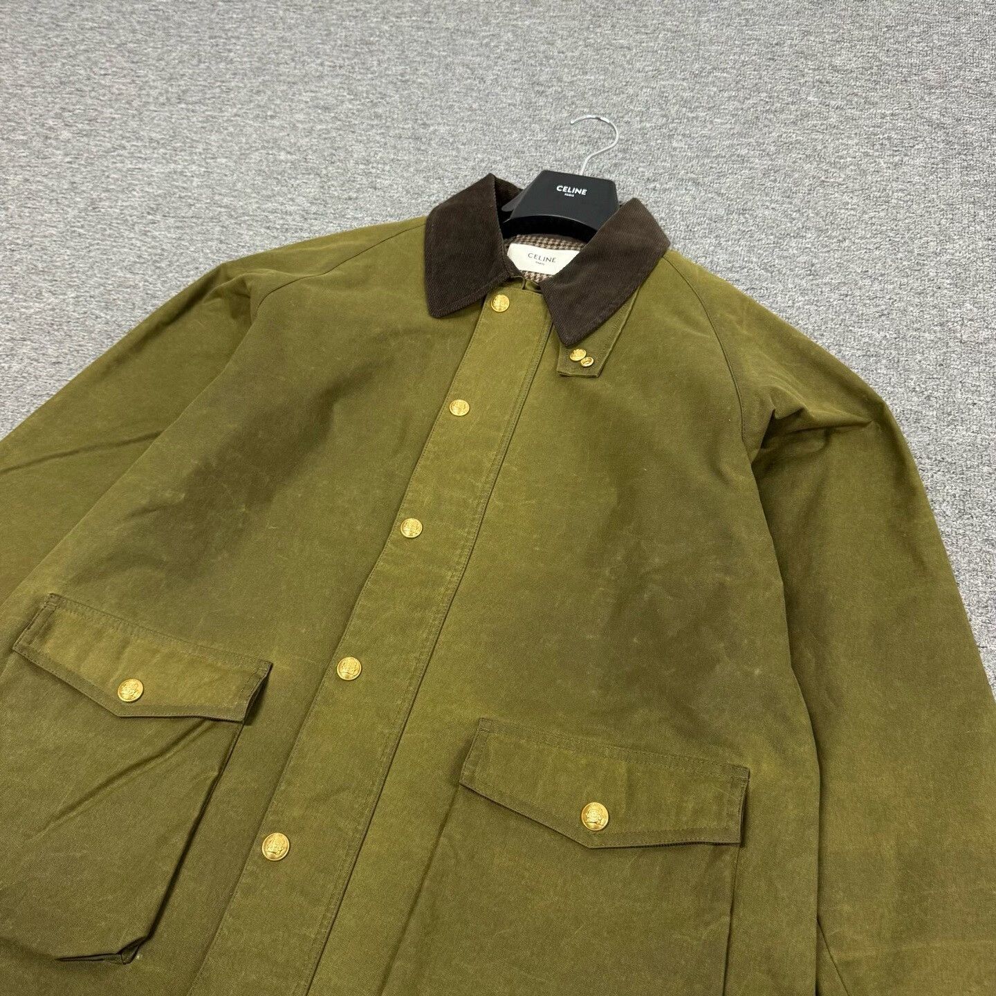 Celine Celine Green Gold Waxed Leather Safari Jacket Size S / US 4 / IT 40 - 2 Thumbnail