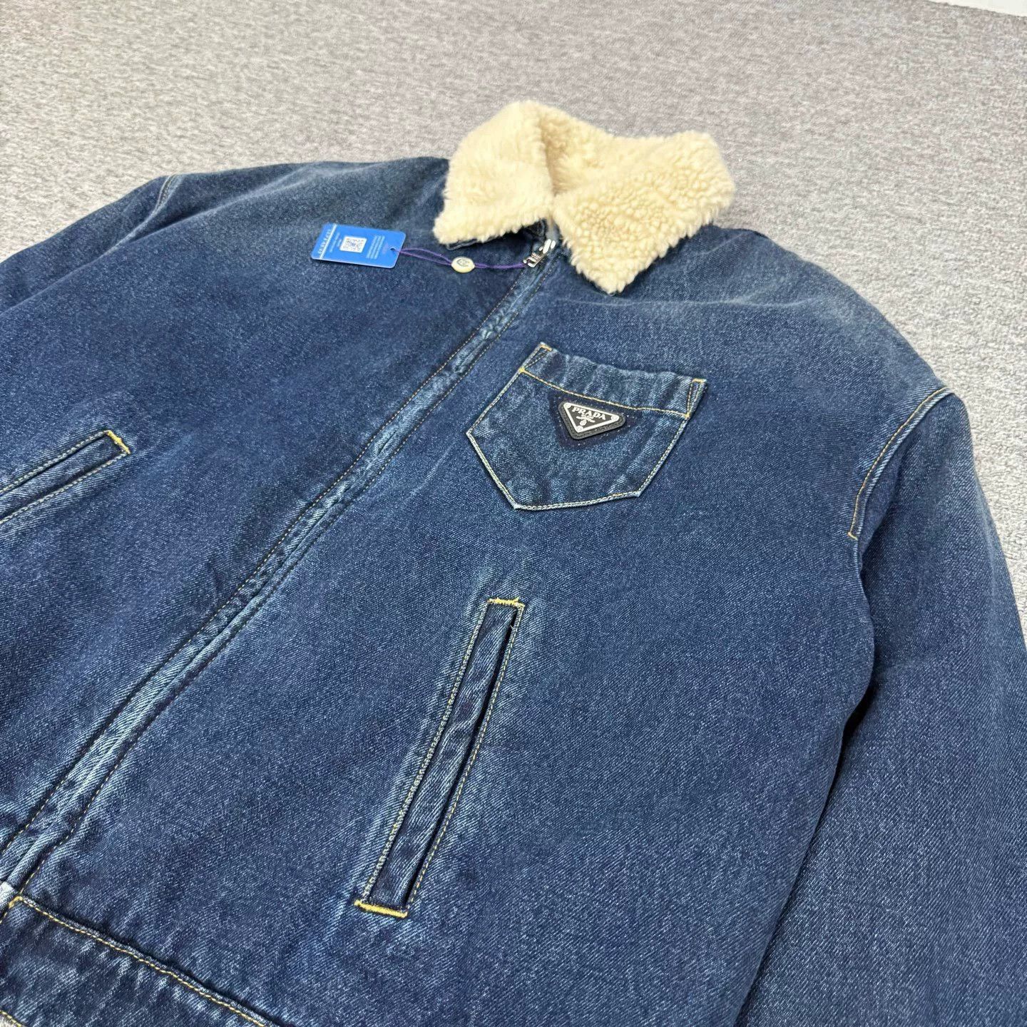 Prada Prada Triangle Logo Shearling Denim Jacket Size US S / EU 44-46 / 1 - 5 Thumbnail
