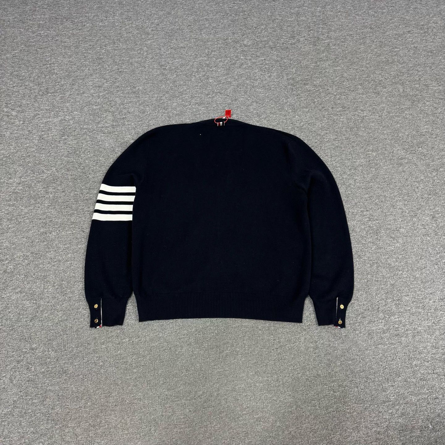 Thom Browne Thom Browne 4-Stripe V-Neck Gold Button Cardigan Size US XXL / EU 58 / 5 - 3 Thumbnail