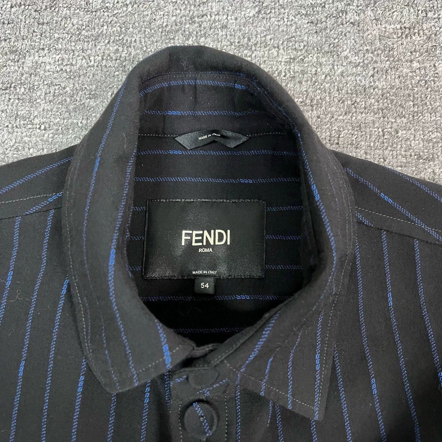 Fendi Fendi Dark Blue Stripe Wool Shirt Jacket 54 Size US L / EU 52-54 / 3 - 4 Thumbnail