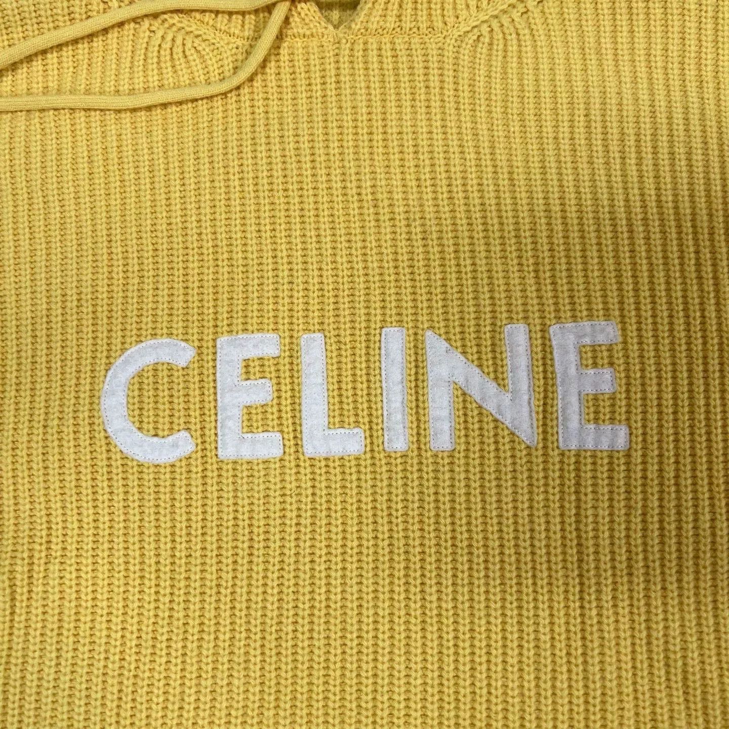 Celine Celine Logo Yellow Hooded Knit Size XXL / US 16-18 / IT 52-54 - 2 Thumbnail