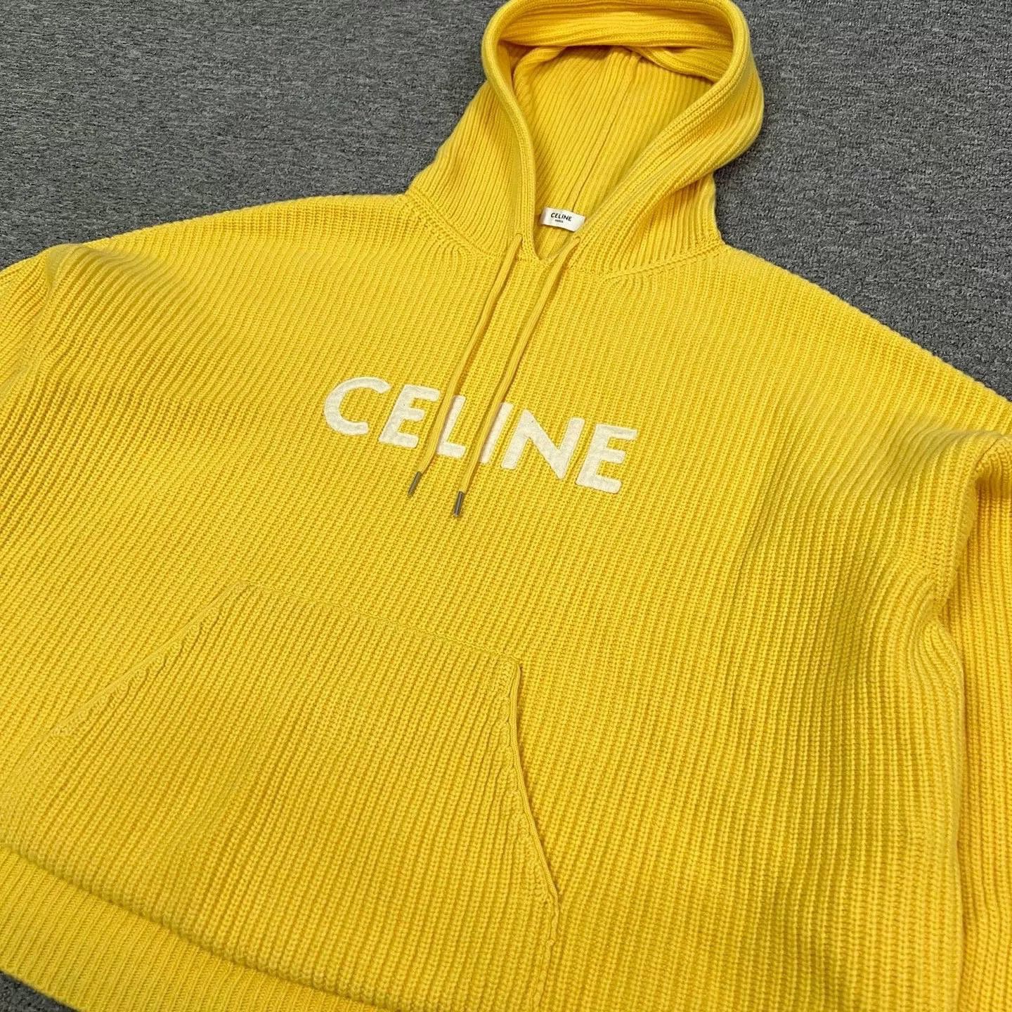 Celine Celine Logo Yellow Hooded Knit Size XXL / US 16-18 / IT 52-54 - 7 Thumbnail