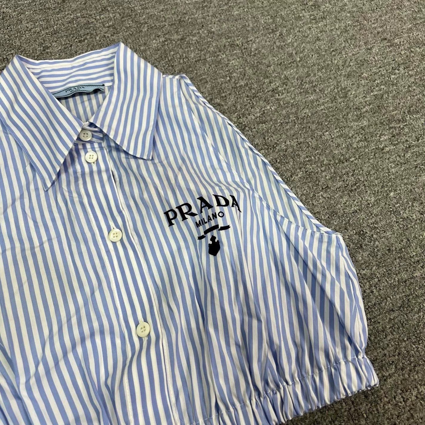 Prada Prada Letter Print Sleeveless Striped Shirt Size S / US 4 / IT 40 - 2 Thumbnail