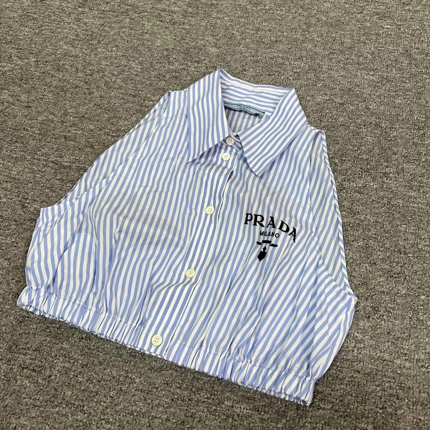 Prada Prada Letter Print Sleeveless Striped Shirt Size S / US 4 / IT 40 - 3 Thumbnail