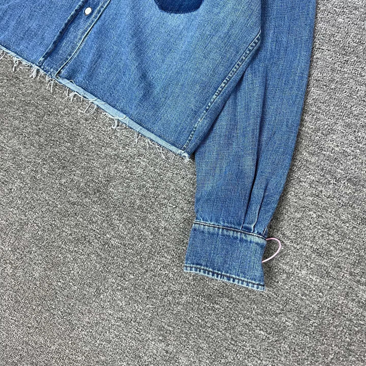 Miu Miu Miu Miu 25 New Chest Logo Cropped Denim Jacket Size XS / US 0-2 / IT 36-38 - 8 Thumbnail