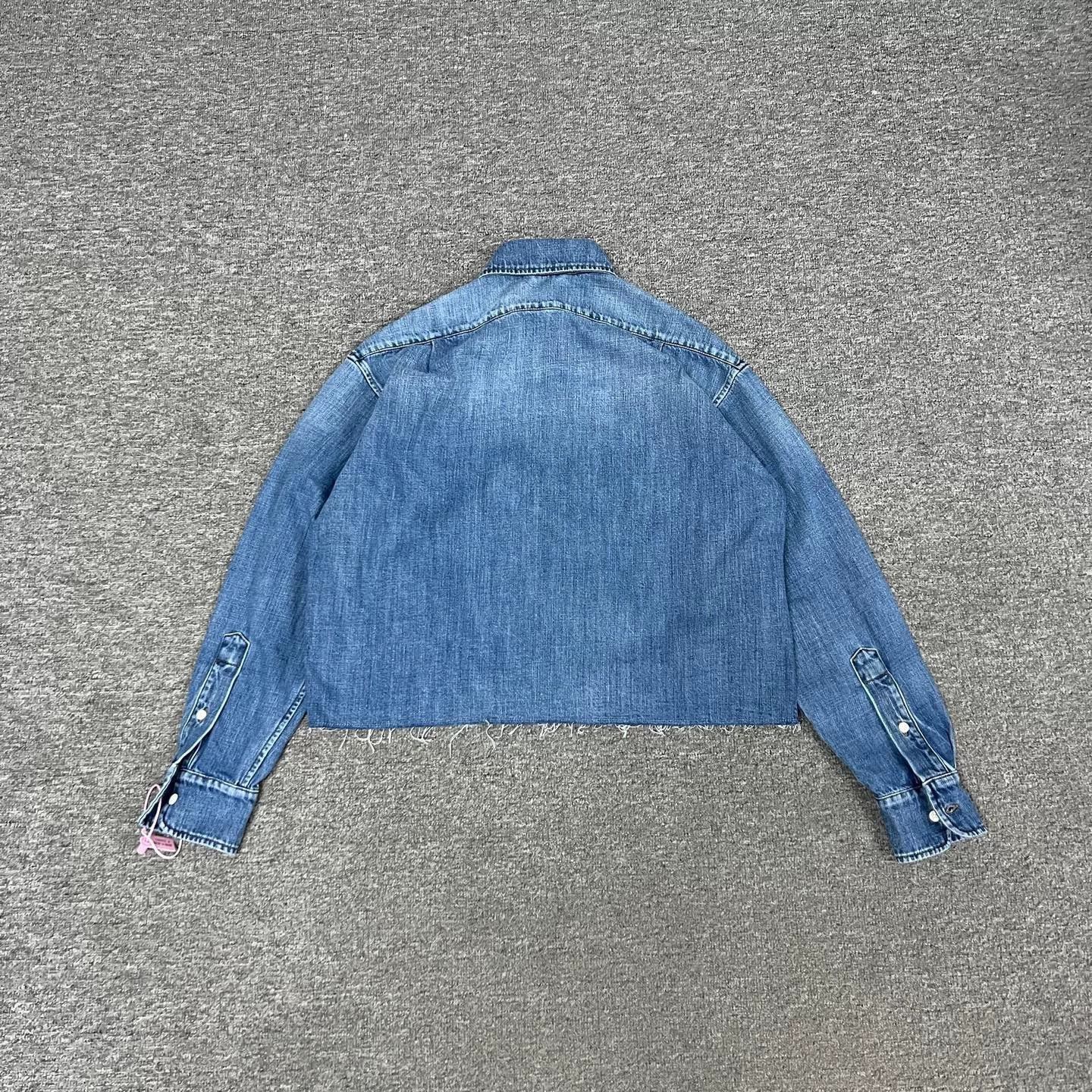 Miu Miu Miu Miu 25 New Chest Logo Cropped Denim Jacket Size XS / US 0-2 / IT 36-38 - 4 Thumbnail