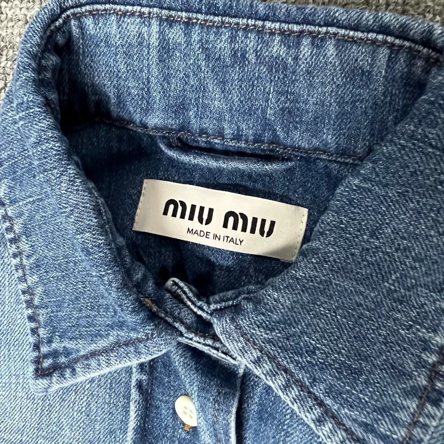 Miu Miu Miu Miu 25 New Chest Logo Cropped Denim Jacket Size XS / US 0-2 / IT 36-38 - 9 Thumbnail