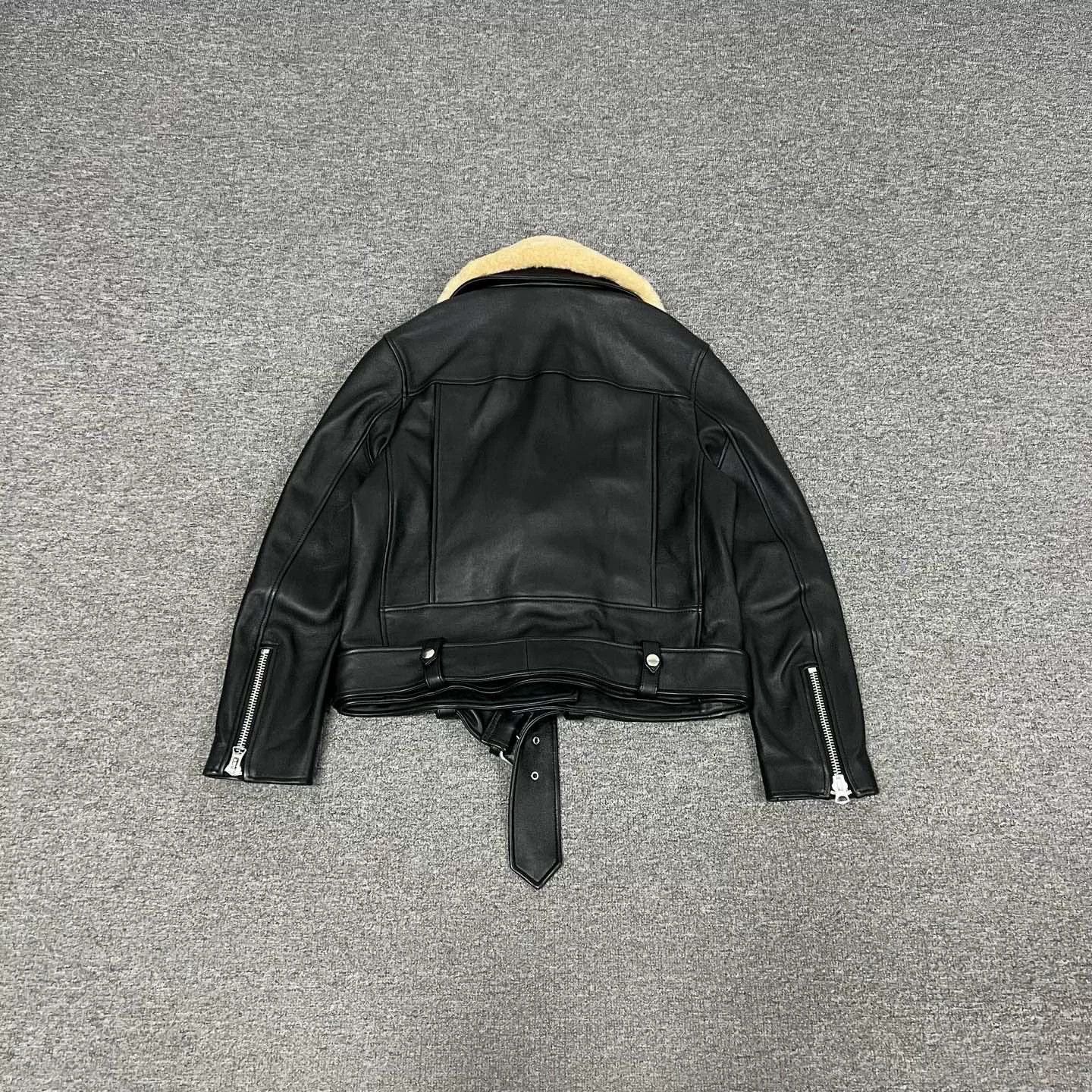 Acne Studios Acne Black Leather Jacket w/ Detachable Fur Collar Size XXS / US 00 / IT 34 - 6 Thumbnail