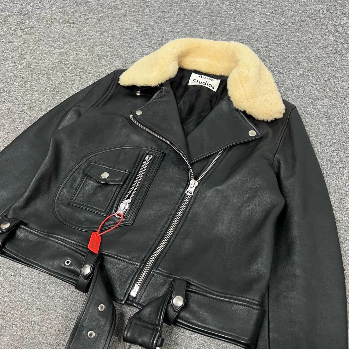 Acne Studios Acne Black Leather Jacket w/ Detachable Fur Collar Size XXS / US 00 / IT 34 - 4 Thumbnail