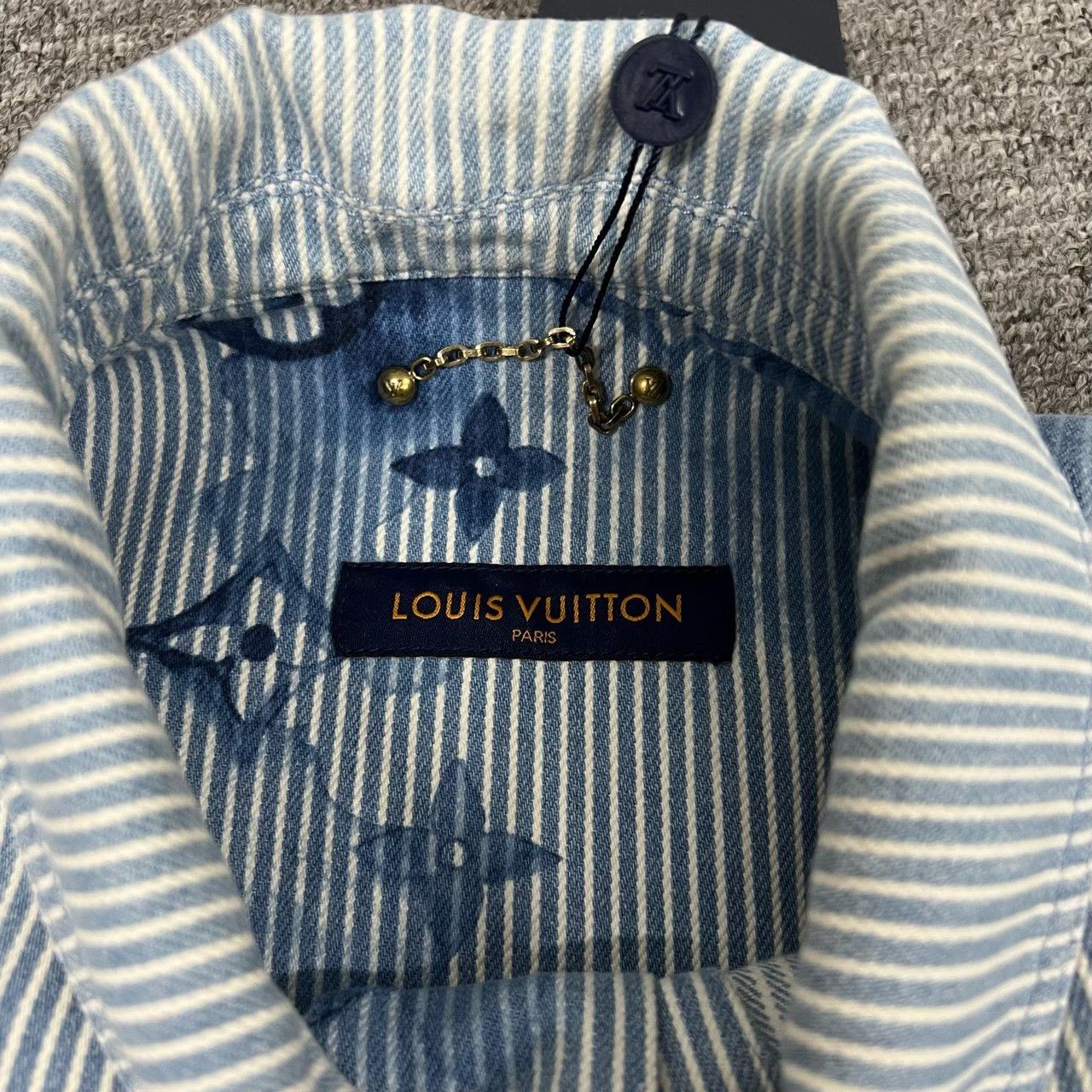 Louis Vuitton Louis Vuitton Ink Stripe Denim Shirt Jacket Size US XXL / EU 58 / 5 - 6 Thumbnail