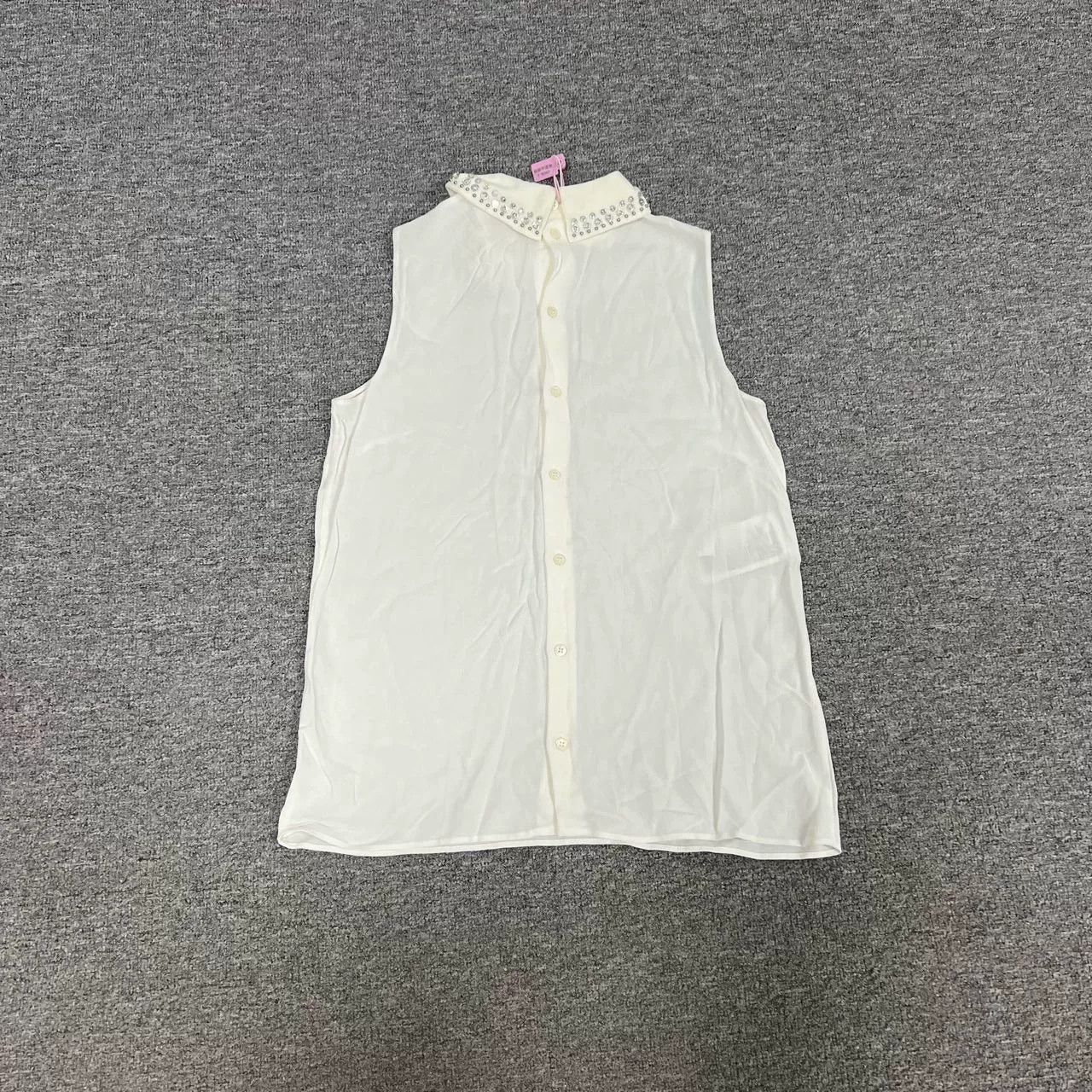 Miu Miu MiuMiu Diamond Collar Sleeveless Shirt Size M / US 6-8 / IT 42-44 - 6 Thumbnail