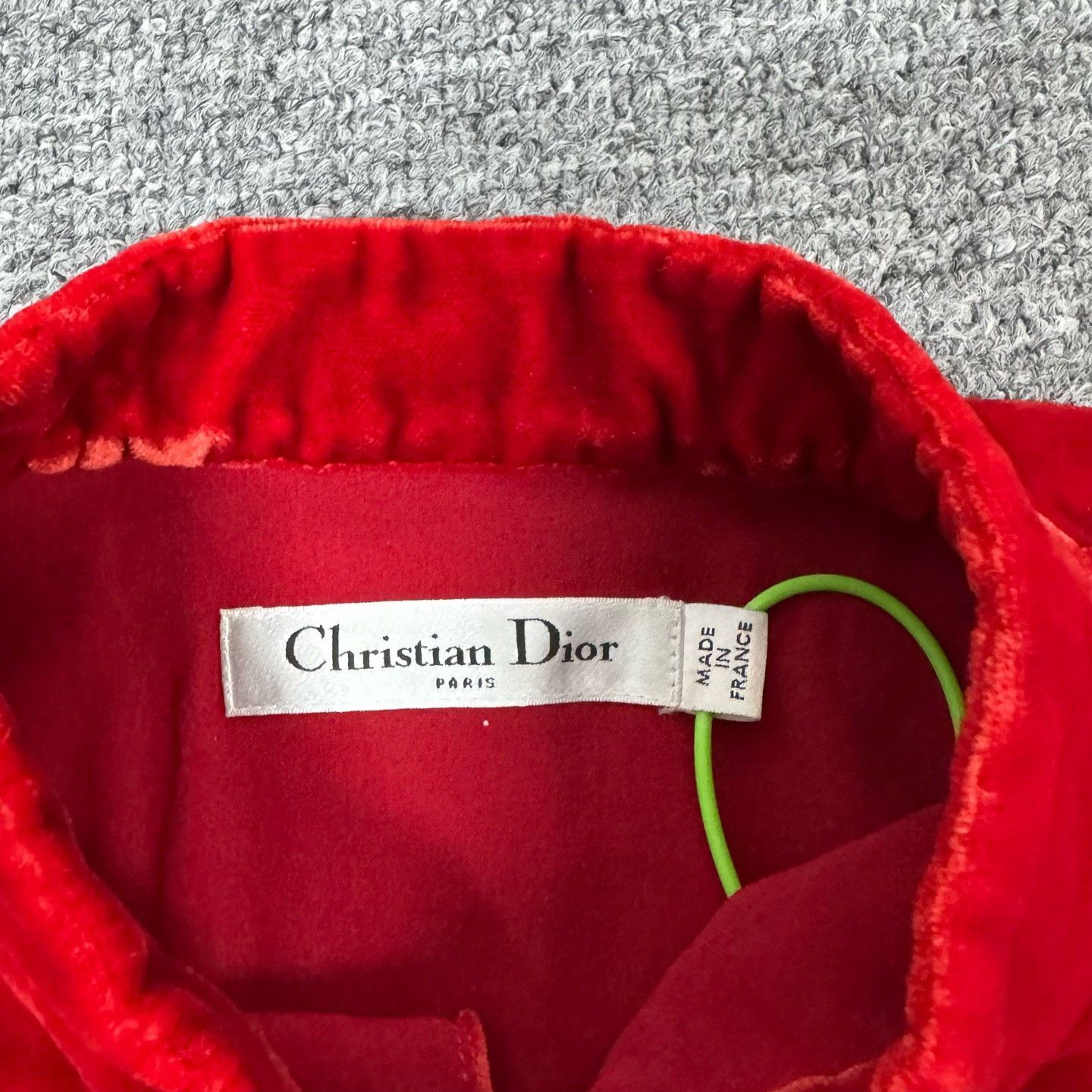 Dior Dior Red Velvet Long-Sleeve Dress Size XS / US 0-2 / IT 36-38 - 3 Thumbnail
