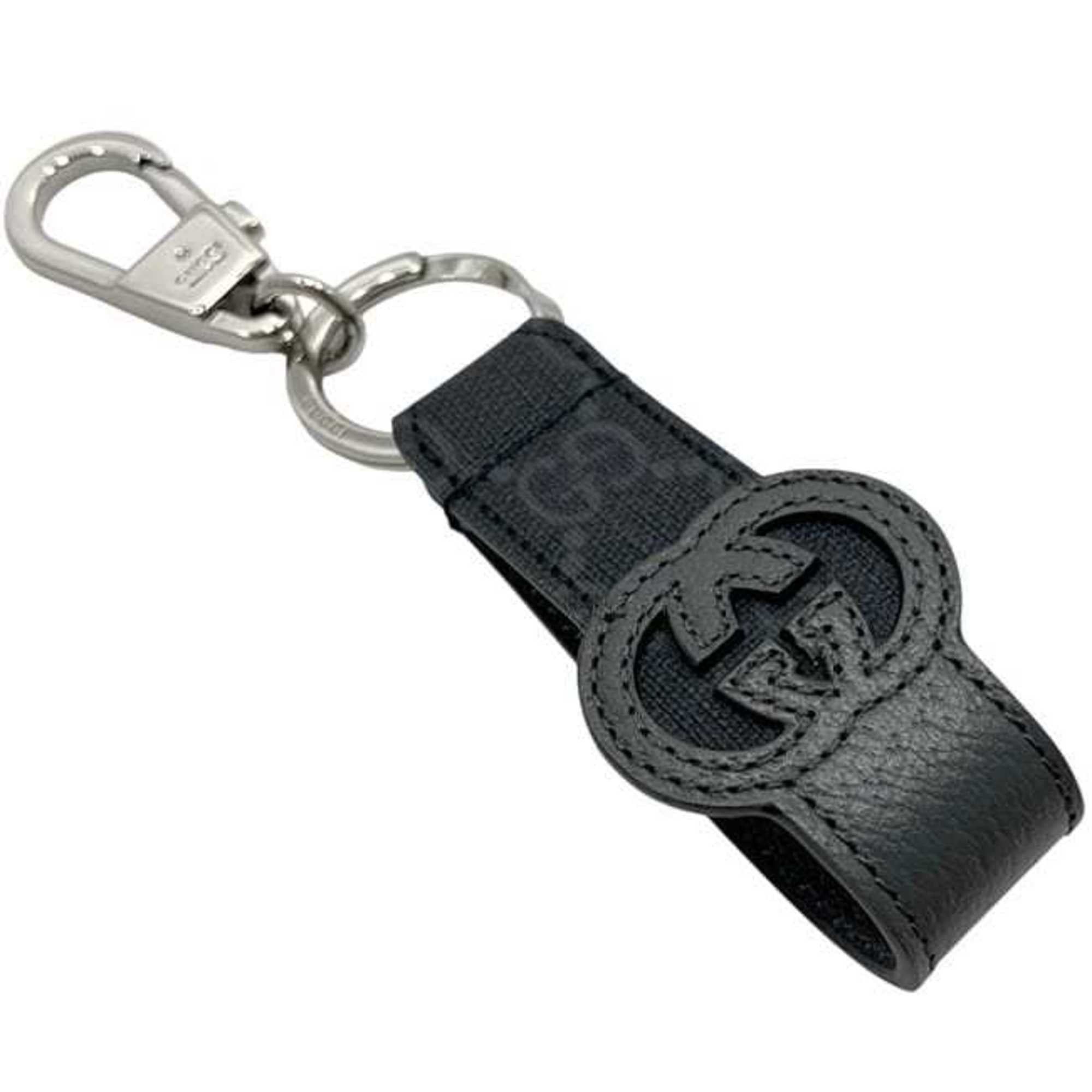 Gucci Gucci Keyring ec-25207 Black Gray Interlocking 701432 PVC Leather 479292 GUCCI GG Key Holder Charm Keychain Bag Men's Women's Size ONE SIZE - 4 Thumbnail