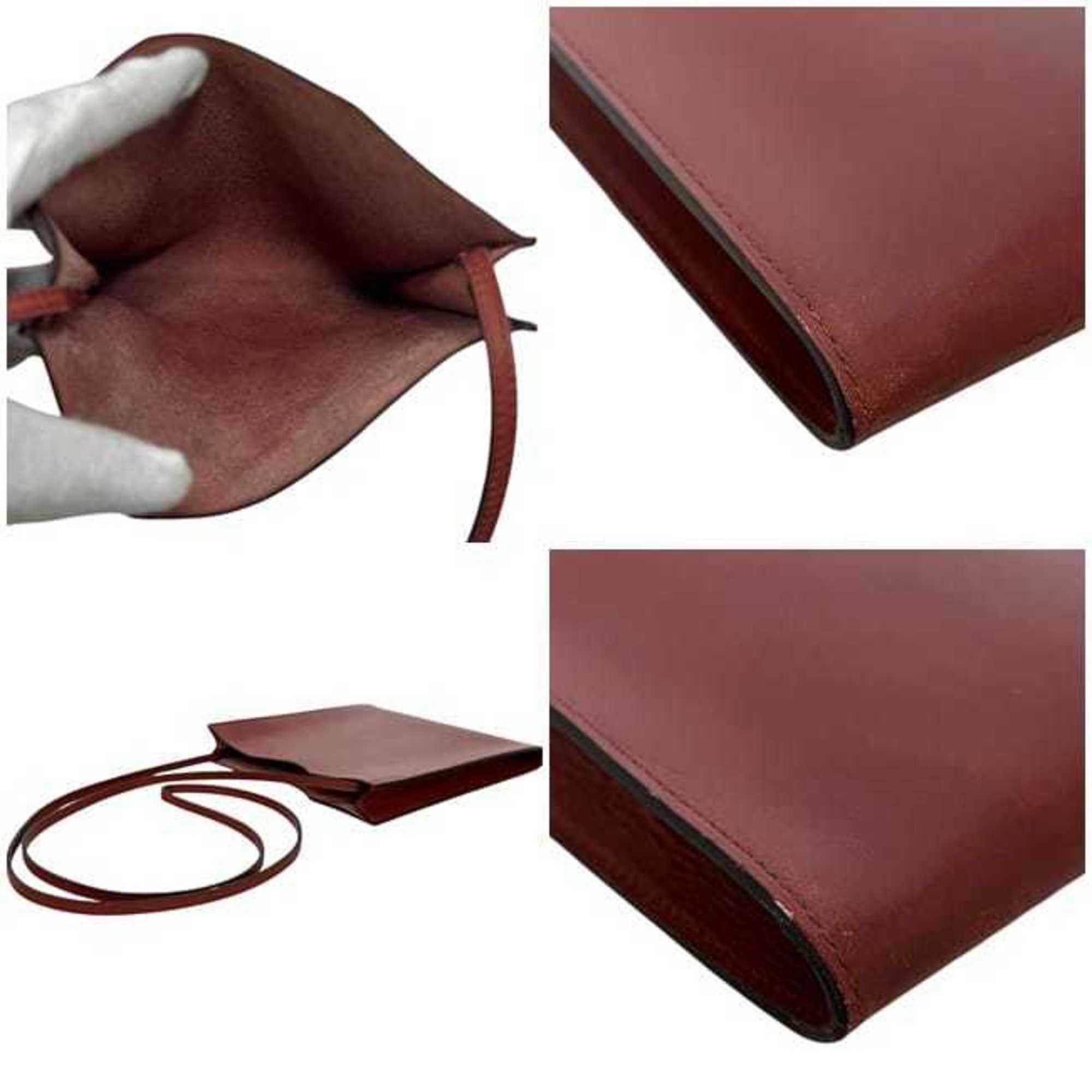 Hermes Hermes Shoulder Bag Onimetou f-25175 Brown Leather HERMES Crossbody Pouch Men's Women's Mini Sacoche Size ONE SIZE - 4 Thumbnail