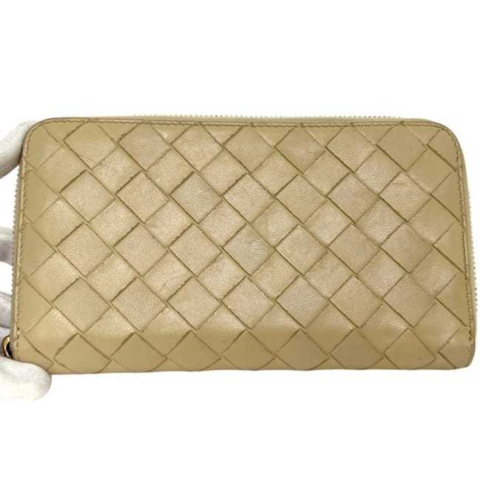 Bottega Veneta Bottega Veneta Round Long Wallet ec-25205 Beige Intrecciato Leather A00162436V BOTTEGA VENETA Women's Men's Size ONE SIZE - 8 Thumbnail
