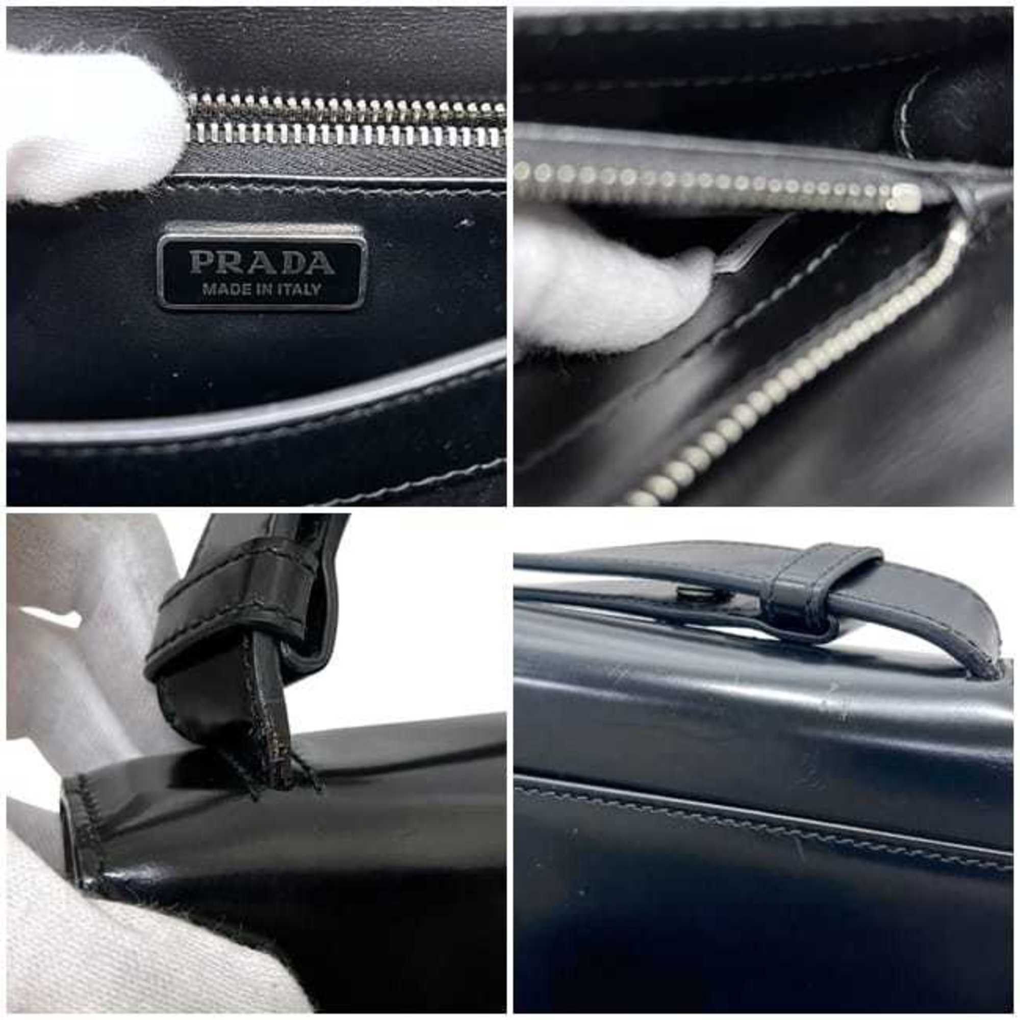 Prada Prada 2-way bag f-25188 Black NERO SPAZZOLATO 1BD321 Leather 25 H PRADA Shoulder Crossbody Flap Triangle Women's Size ONE SIZE - 6 Thumbnail