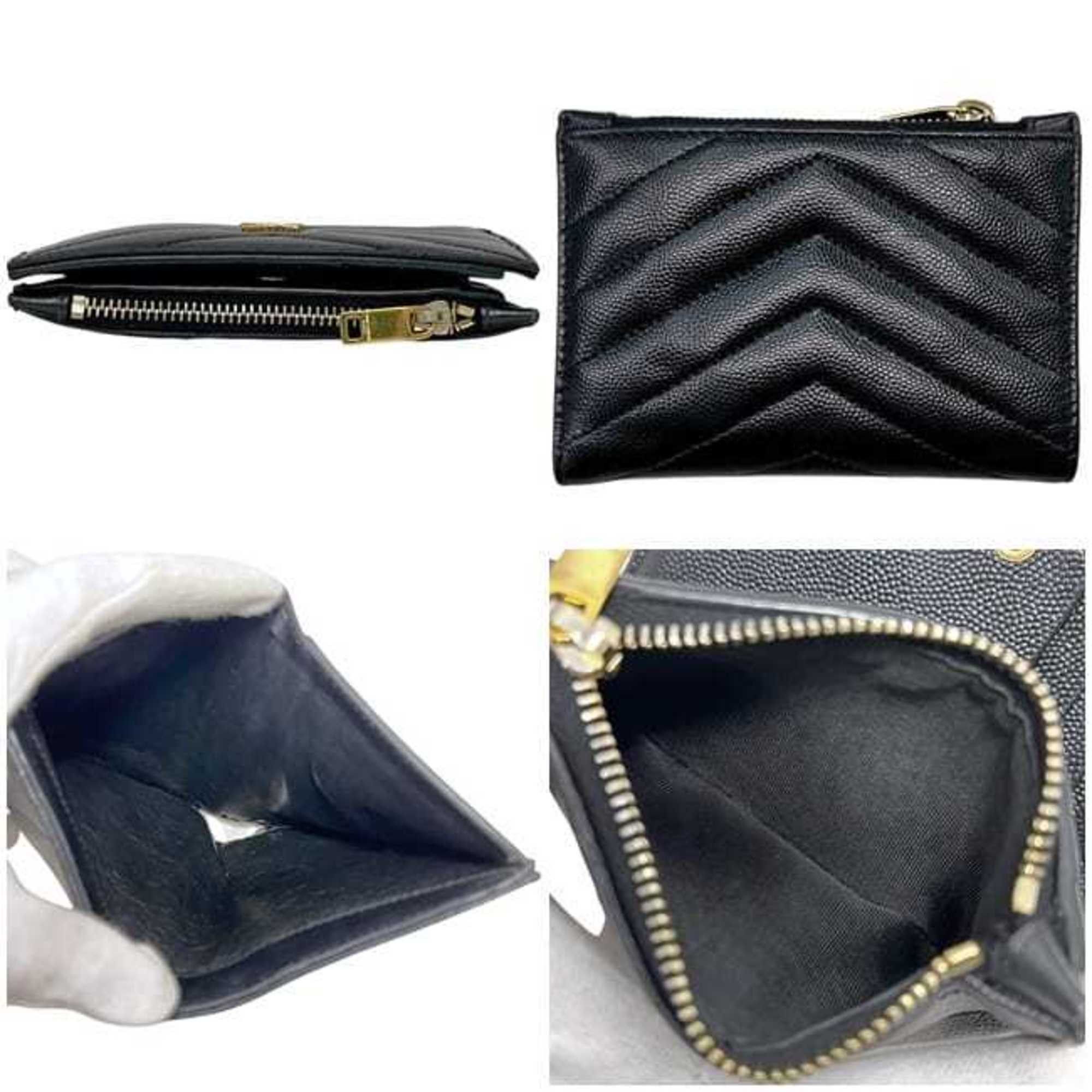 Saint Laurent Paris Saint Laurent Bi-fold Wallet f-25184 Black 575974 Leather 0121 SAINT LAURENT PARIS YSL Mini Compact V-stitch Quilted Men's Women's Size ONE SIZE - 3 Thumbnail