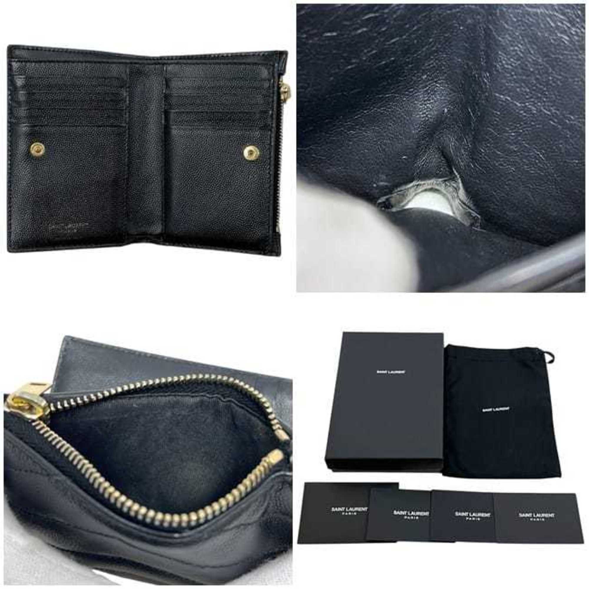 Saint Laurent Paris Saint Laurent Bi-fold Wallet f-25184 Black 575974 Leather 0121 SAINT LAURENT PARIS YSL Mini Compact V-stitch Quilted Men's Women's Size ONE SIZE - 4 Thumbnail