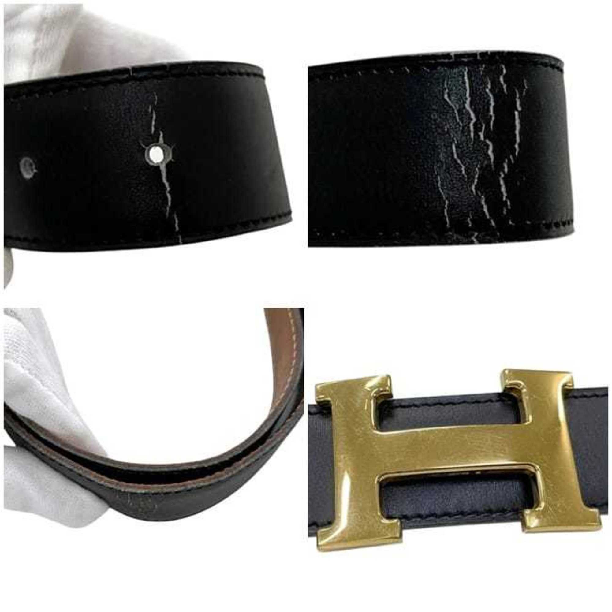 Hermes Hermes H-belt f-25247 Black Camel Brown Gold Constance Waist 71cm Leather Box Calf Courchevel ○W stamp HERMES 30mm Buckle Reversible Size ONE SIZE - 7 Thumbnail