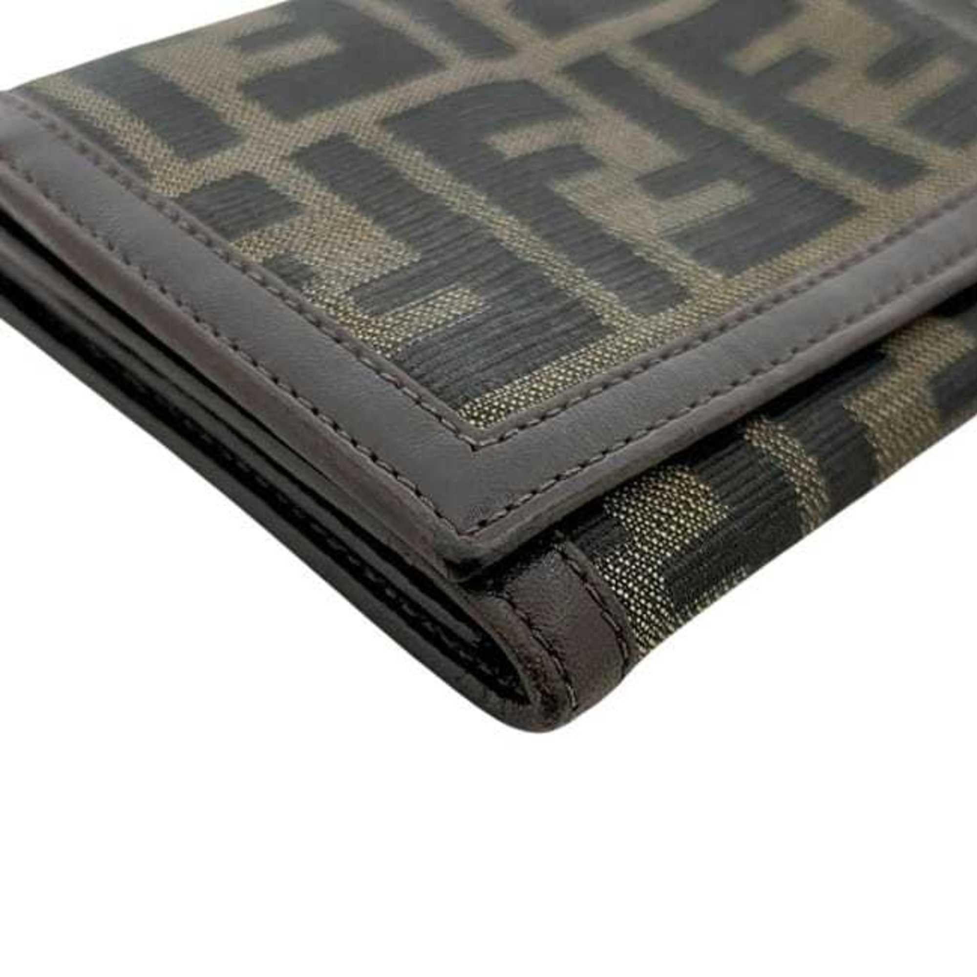 Fendi Fendi Bi-fold Long Wallet ec-25213 Khaki Green Brown Zucca 2804 30851 098 Canvas Leather FENDI FF Dark Men's Women's Style Size ONE SIZE - 9 Thumbnail
