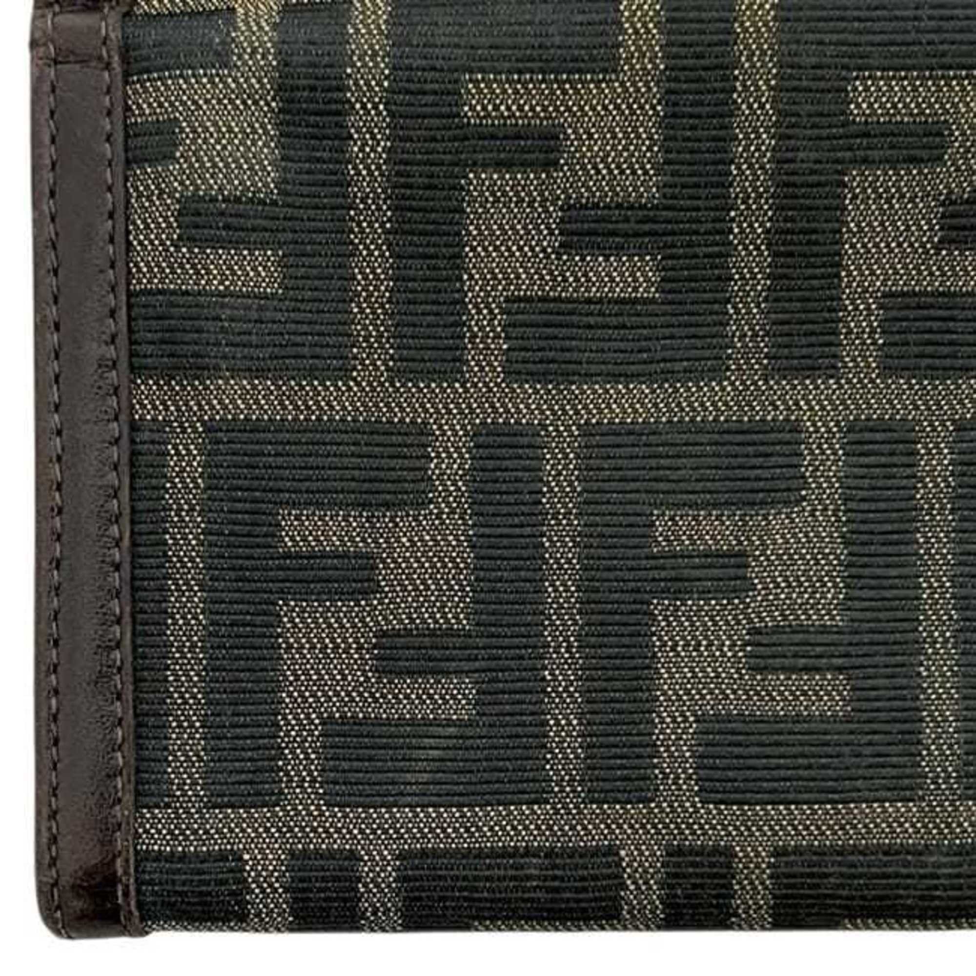 Fendi Fendi Bi-fold Long Wallet ec-25213 Khaki Green Brown Zucca 2804 30851 098 Canvas Leather FENDI FF Dark Men's Women's Style Size ONE SIZE - 10 Thumbnail
