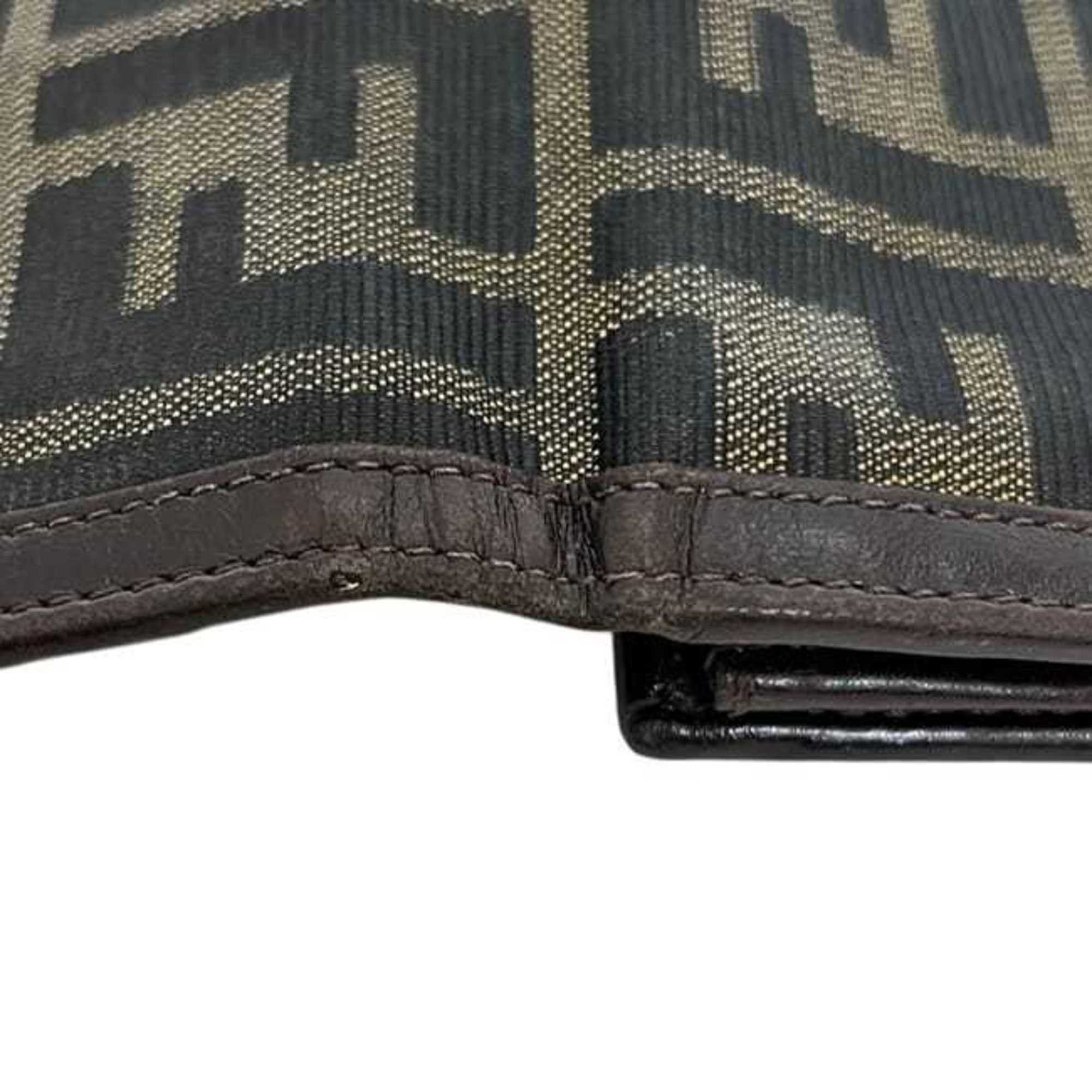 Fendi Fendi Bi-fold Long Wallet ec-25213 Khaki Green Brown Zucca 2804 30851 098 Canvas Leather FENDI FF Dark Men's Women's Style Size ONE SIZE - 8 Thumbnail