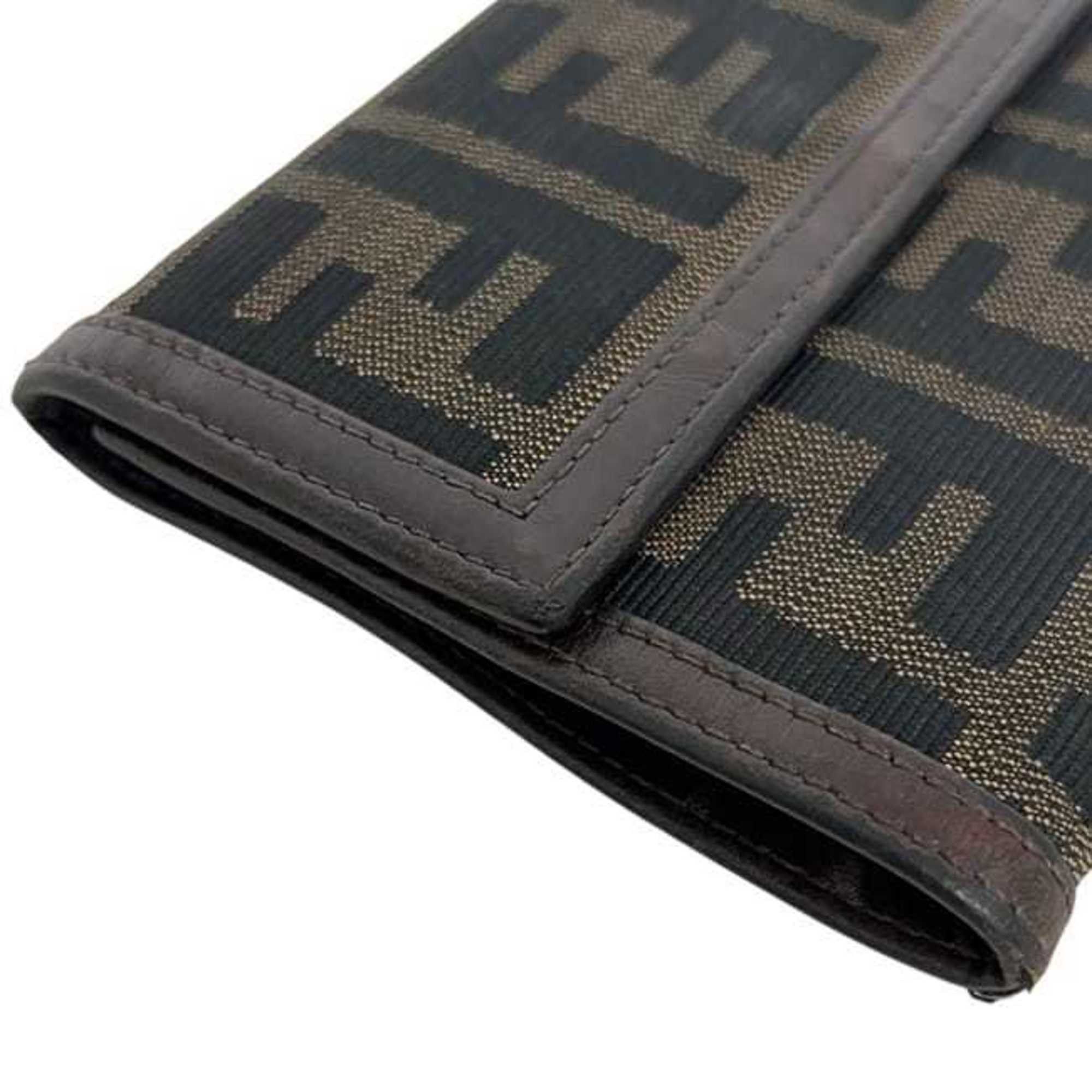 Fendi Fendi Tri-fold Wallet ec-25204 Khaki Brown Zucca 2270 30729 099 Compact Canvas Leather FENDI FF Dark Green Folding Men's Women's Size ONE SIZE - 9 Thumbnail