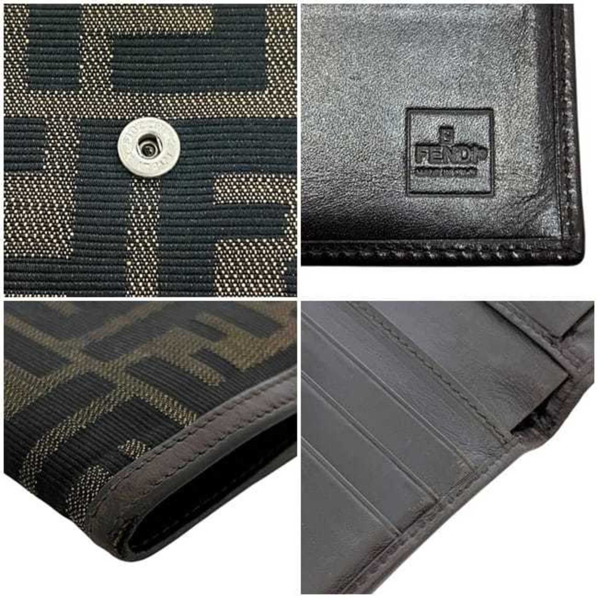 Fendi Fendi Tri-fold Wallet ec-25204 Khaki Brown Zucca 2270 30729 099 Compact Canvas Leather FENDI FF Dark Green Folding Men's Women's Size ONE SIZE - 7 Thumbnail