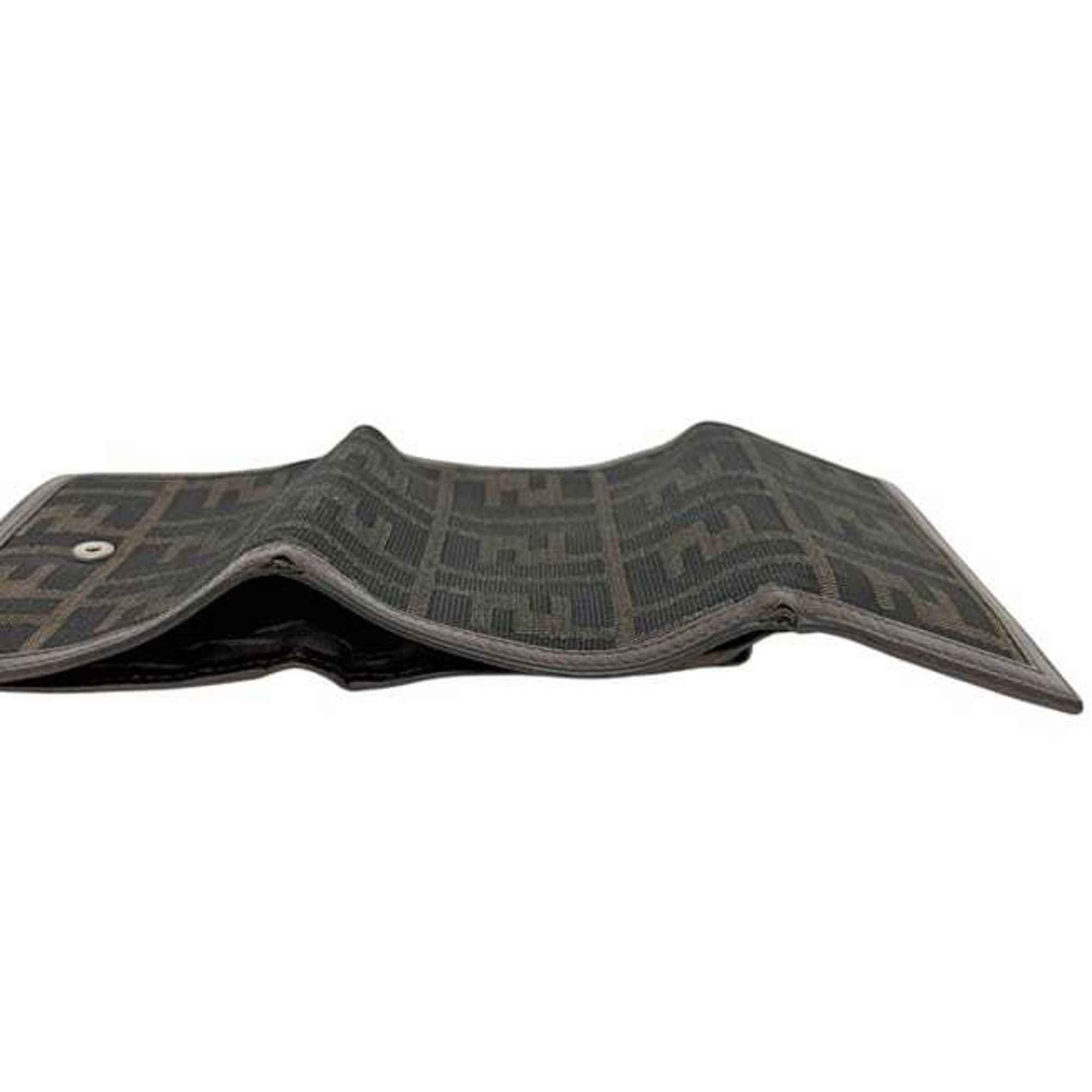 Fendi Fendi Tri-fold Wallet ec-25204 Khaki Brown Zucca 2270 30729 099 Compact Canvas Leather FENDI FF Dark Green Folding Men's Women's Size ONE SIZE - 8 Thumbnail