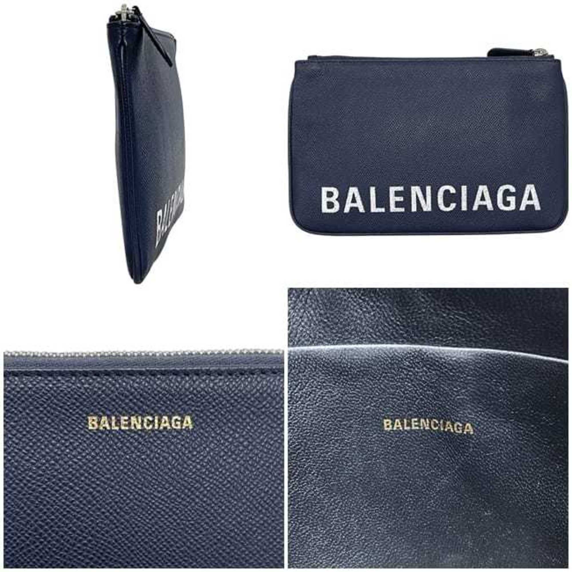 Balenciaga Balenciaga pouch ec-25169 navy 545773 leather 4323 X 535269 BALENCIAGA clutch bag mini grain men's women's Size ONE SIZE - 3 Thumbnail