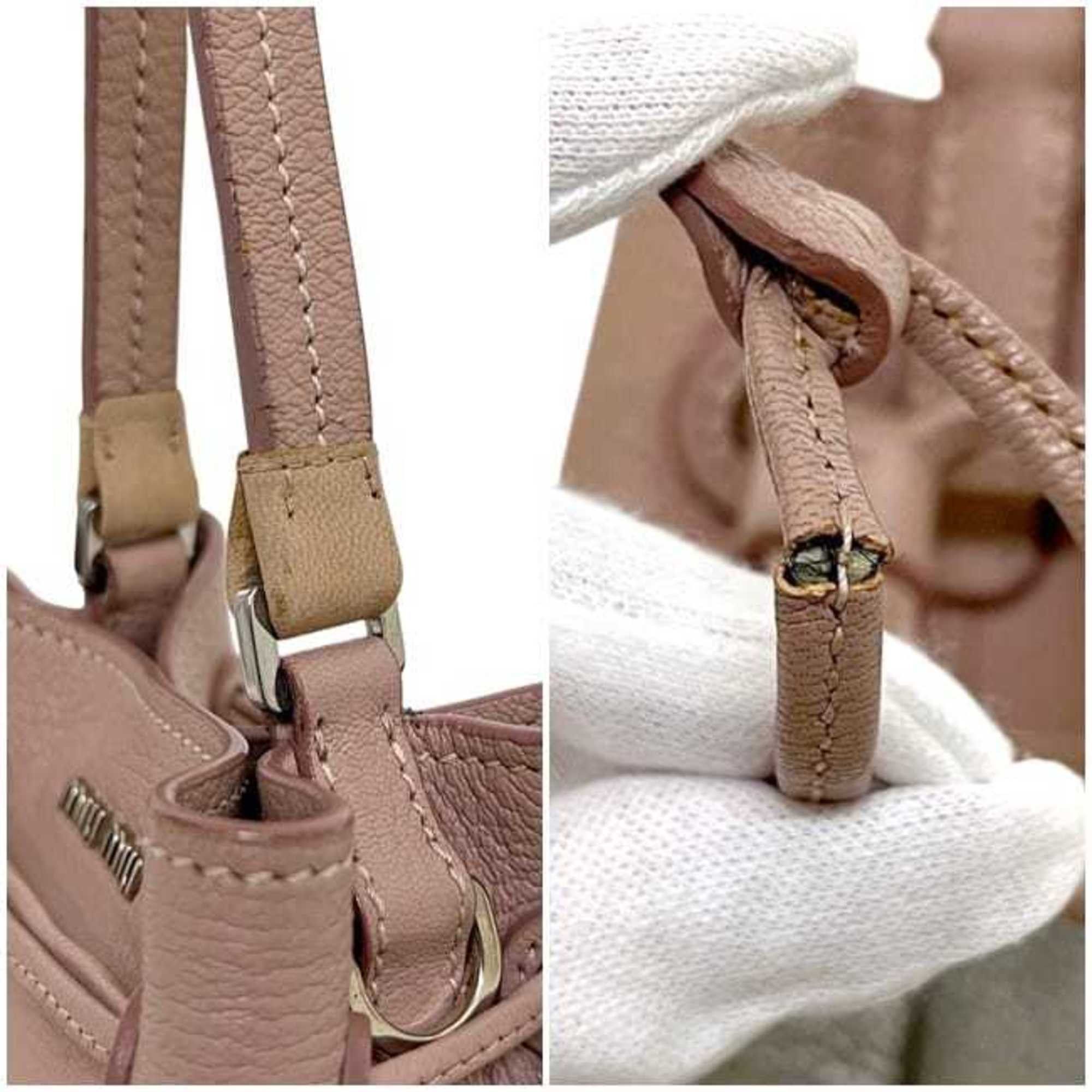 Miu Miu Miu Miu Miu Shoulder Bag f-25180 Pink Silver Madras Leather 53 Crossbody Mini Women's Bicolor Size ONE SIZE - 8 Thumbnail