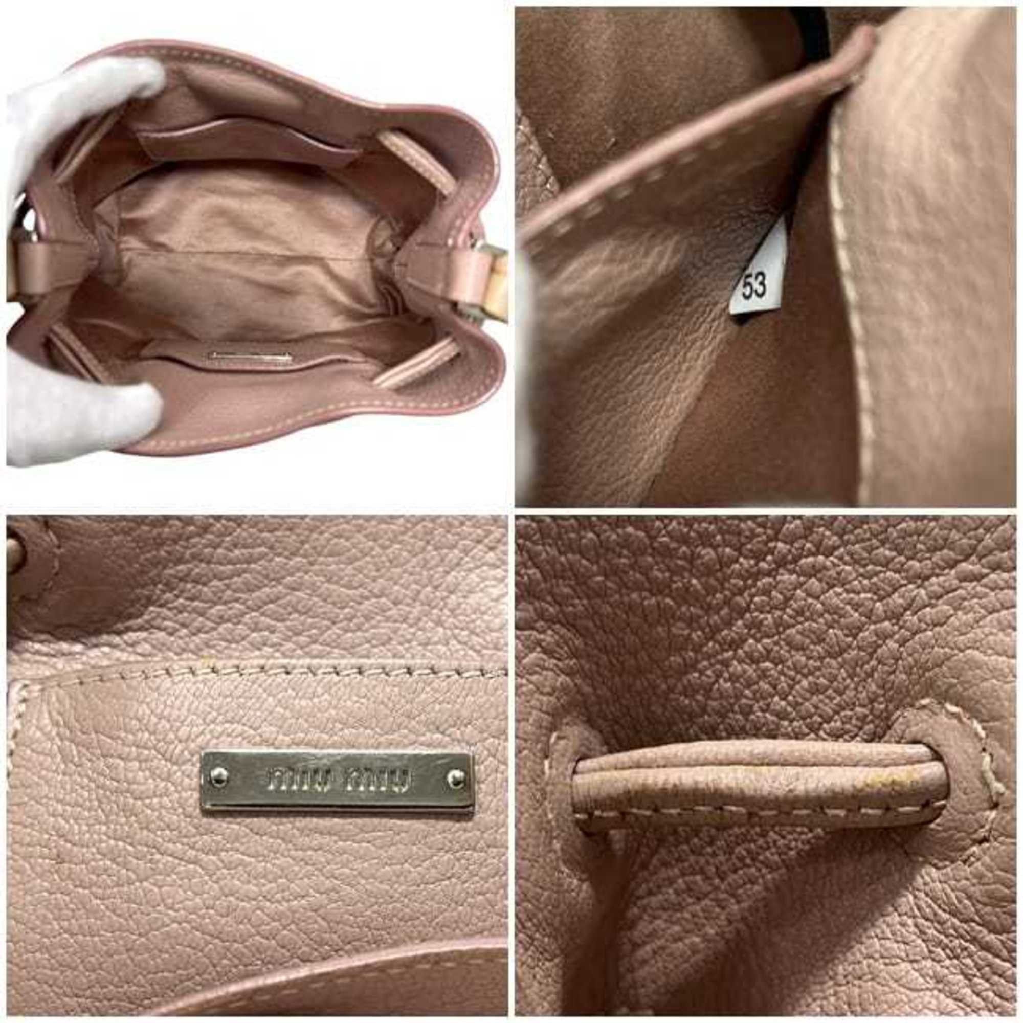 Miu Miu Miu Miu Miu Shoulder Bag f-25180 Pink Silver Madras Leather 53 Crossbody Mini Women's Bicolor Size ONE SIZE - 6 Thumbnail