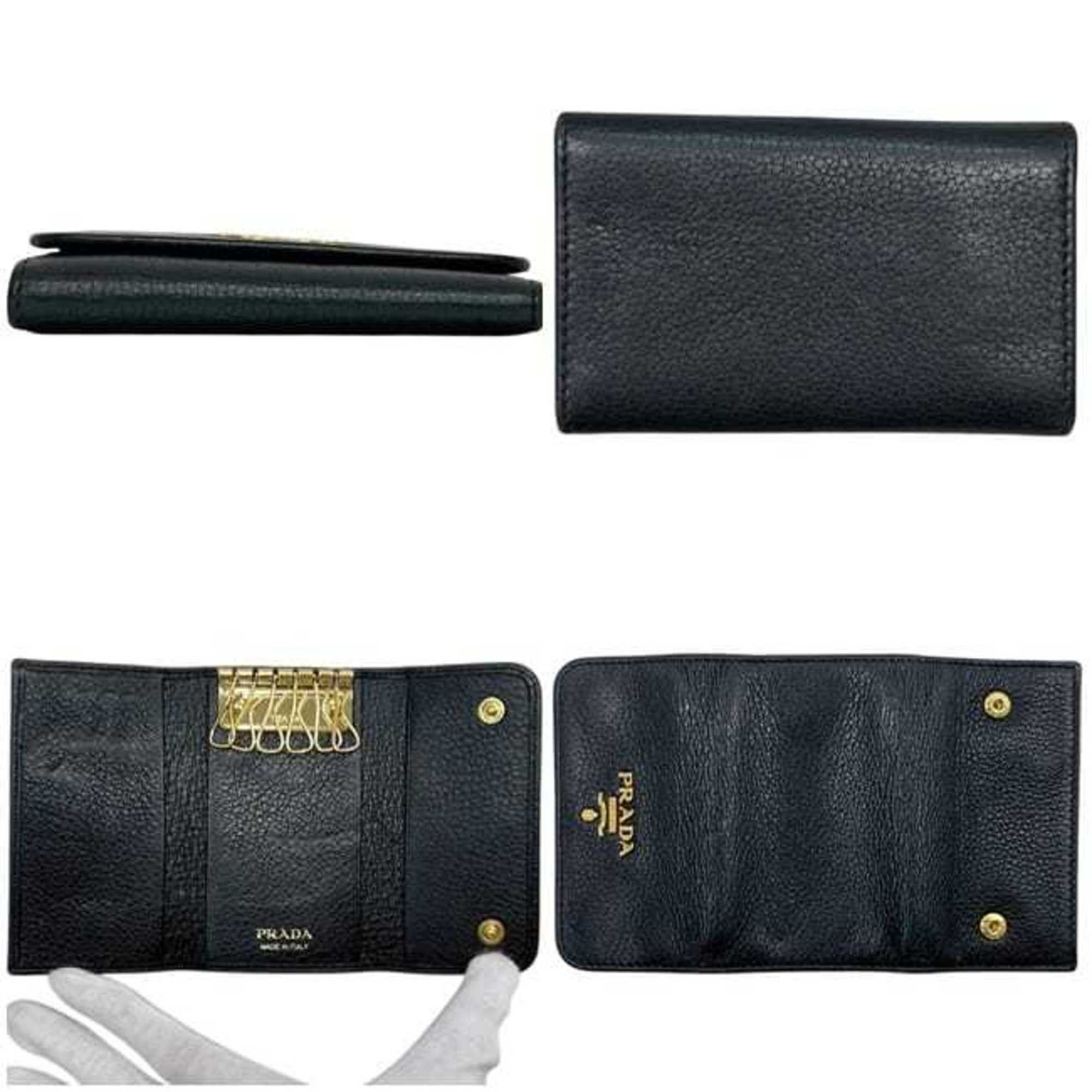 Prada Prada 6-Key Case ec-25203 Black NERO 1PG222 Leather 62 E PRADA Key Holder Men's Women's 6 Size ONE SIZE - 2 Thumbnail